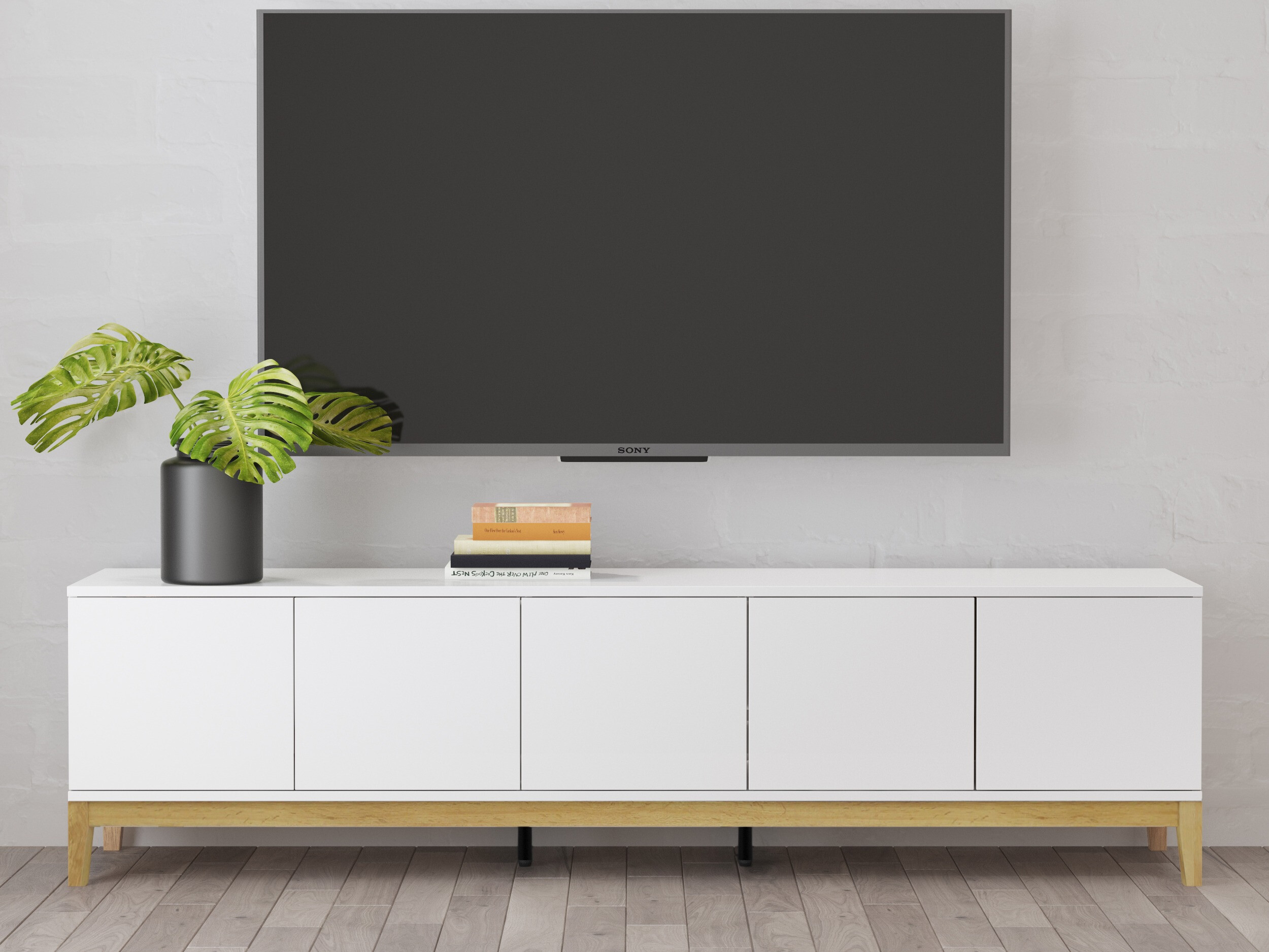 TV stol Felmelo 100 (Bijela + Hrast Wotan)