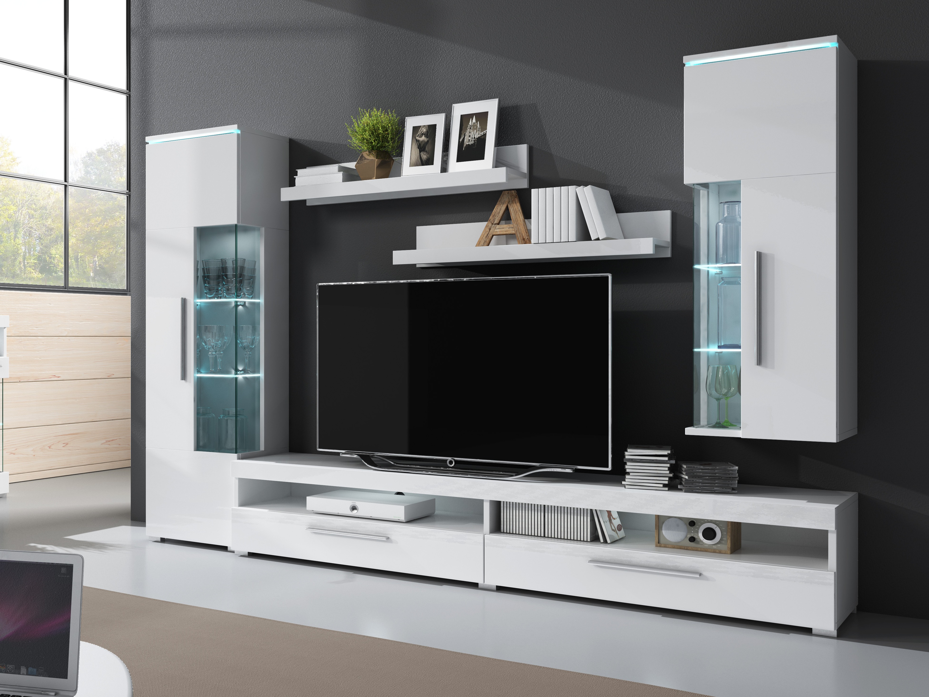 Set visećih polica Torvire 105 (Bijela + Sjajno bijela)