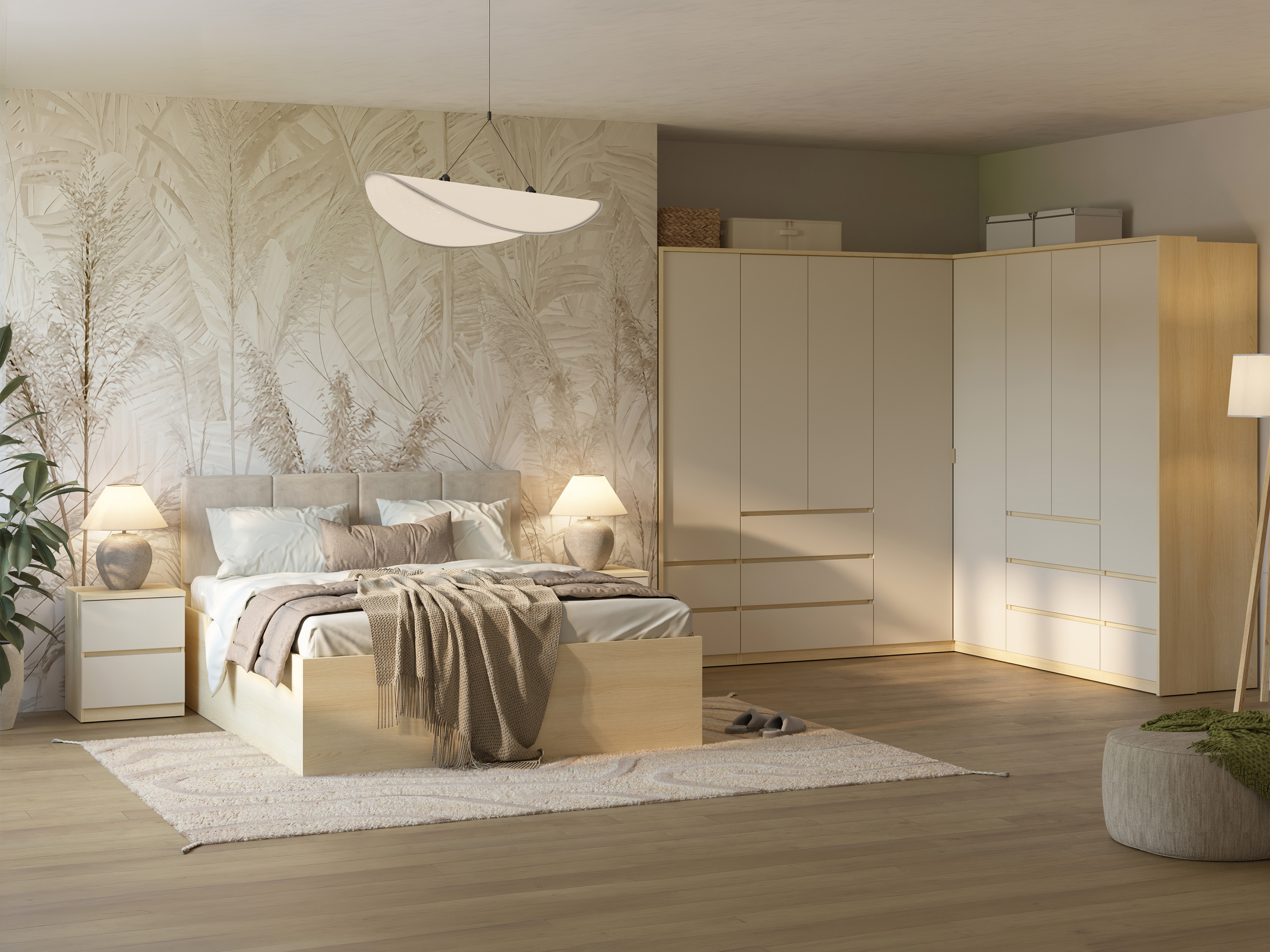 Kutni ormar Nolcala 107 (Hrast + Bež)