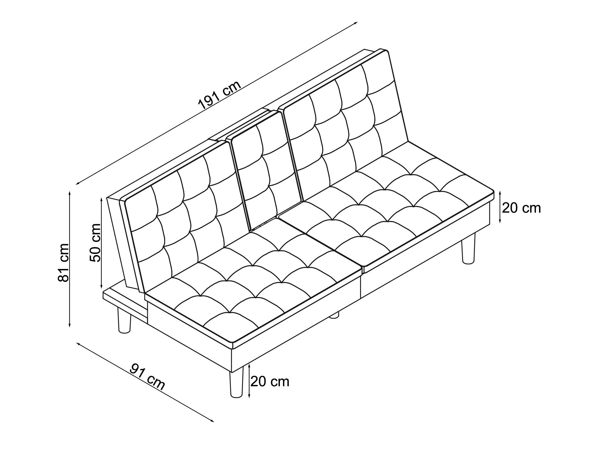Kauč na razvlačenje Tulsa 683 (Siva)