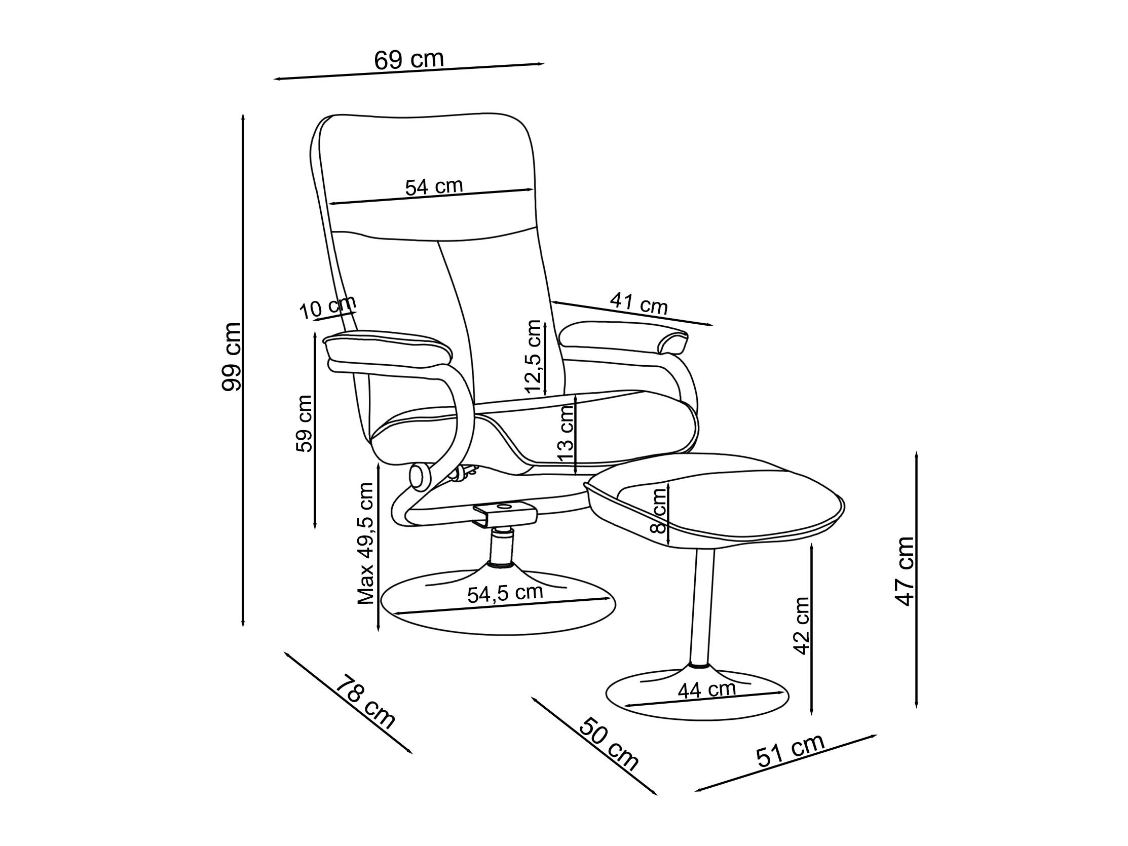 Podesiva fotelja Denton 1540 (Siva)