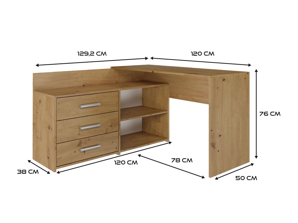 Kutni uredski stol Mandeville 131 (Hrast Artisan)