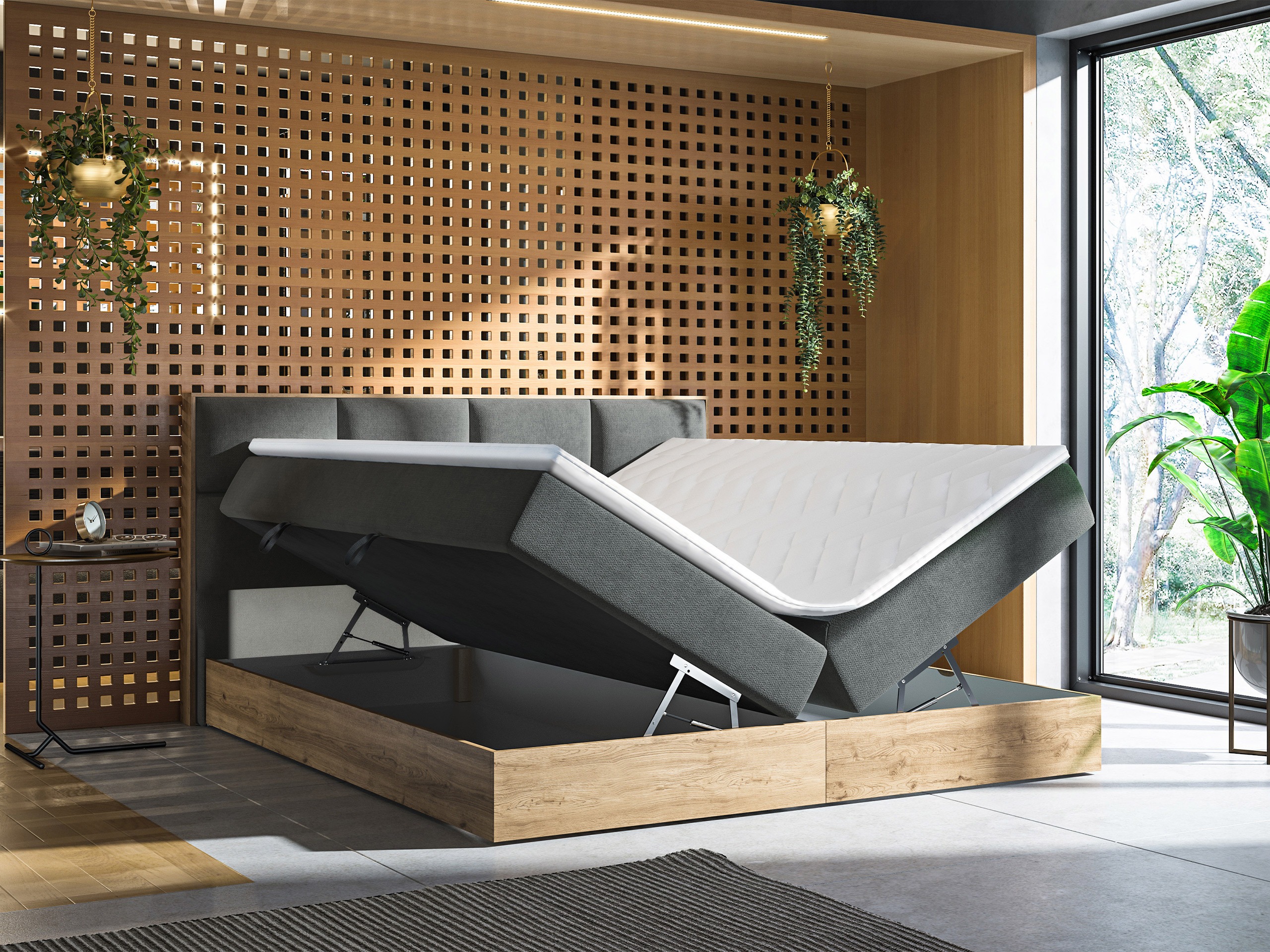 Boxspring krevet ComfiDream Miraena (Zlatni hrast + Soro 97)