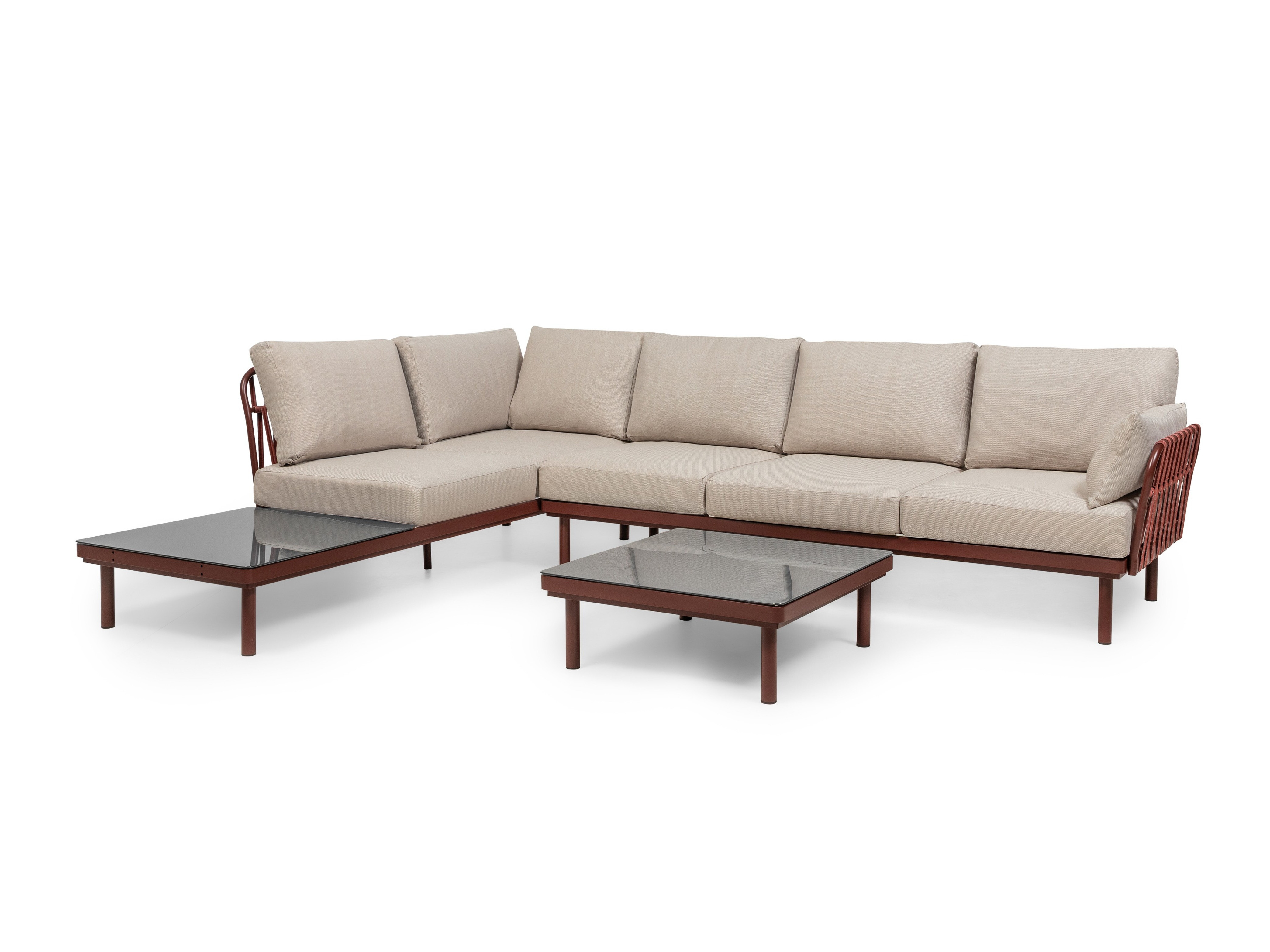 Set vrtnog namještaja Burleson 659 (Bordo + Svijetlo bež)