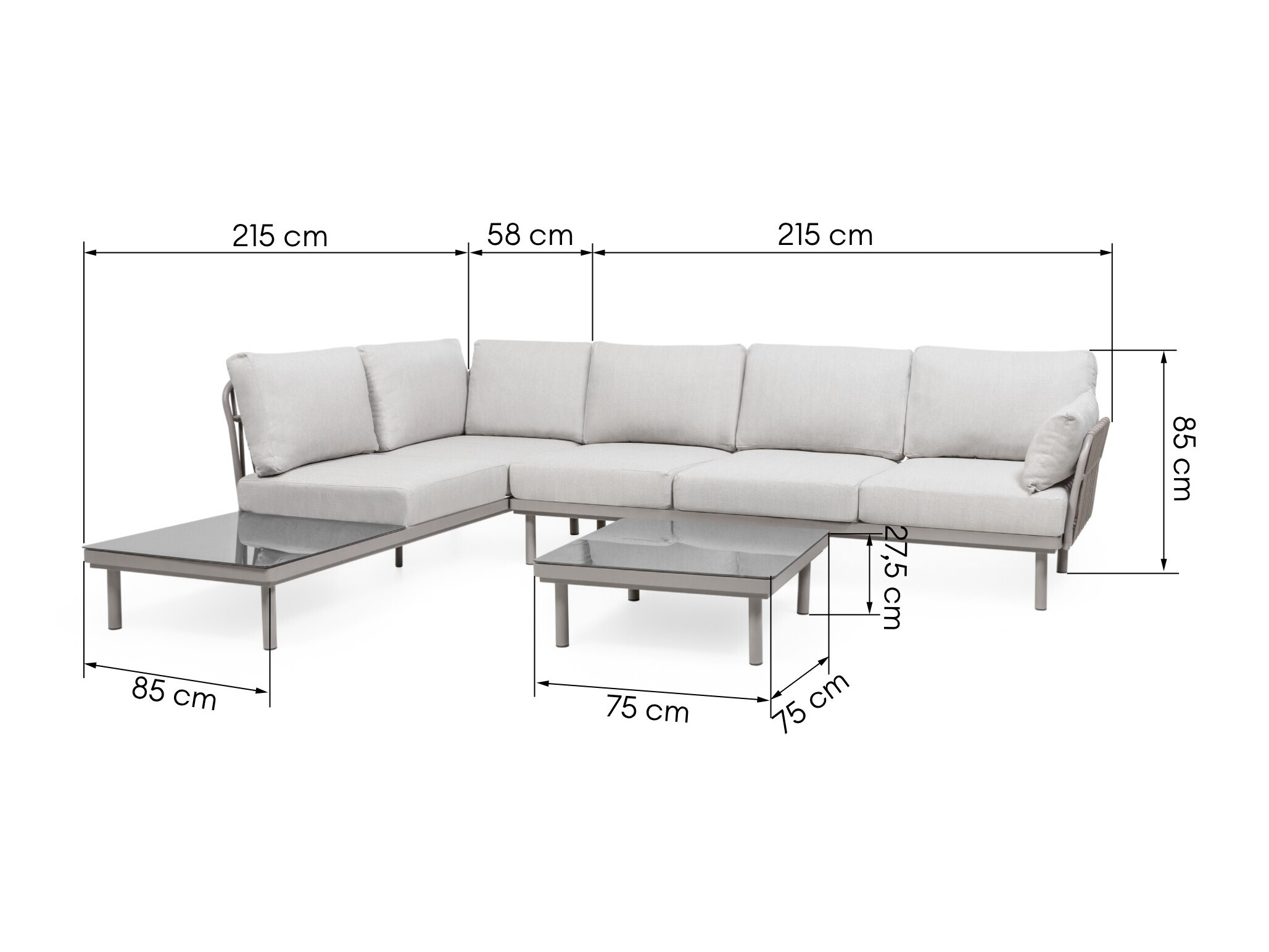 Set vrtnog namještaja Burleson 659 (Svijetlo bež + Sivo bež)