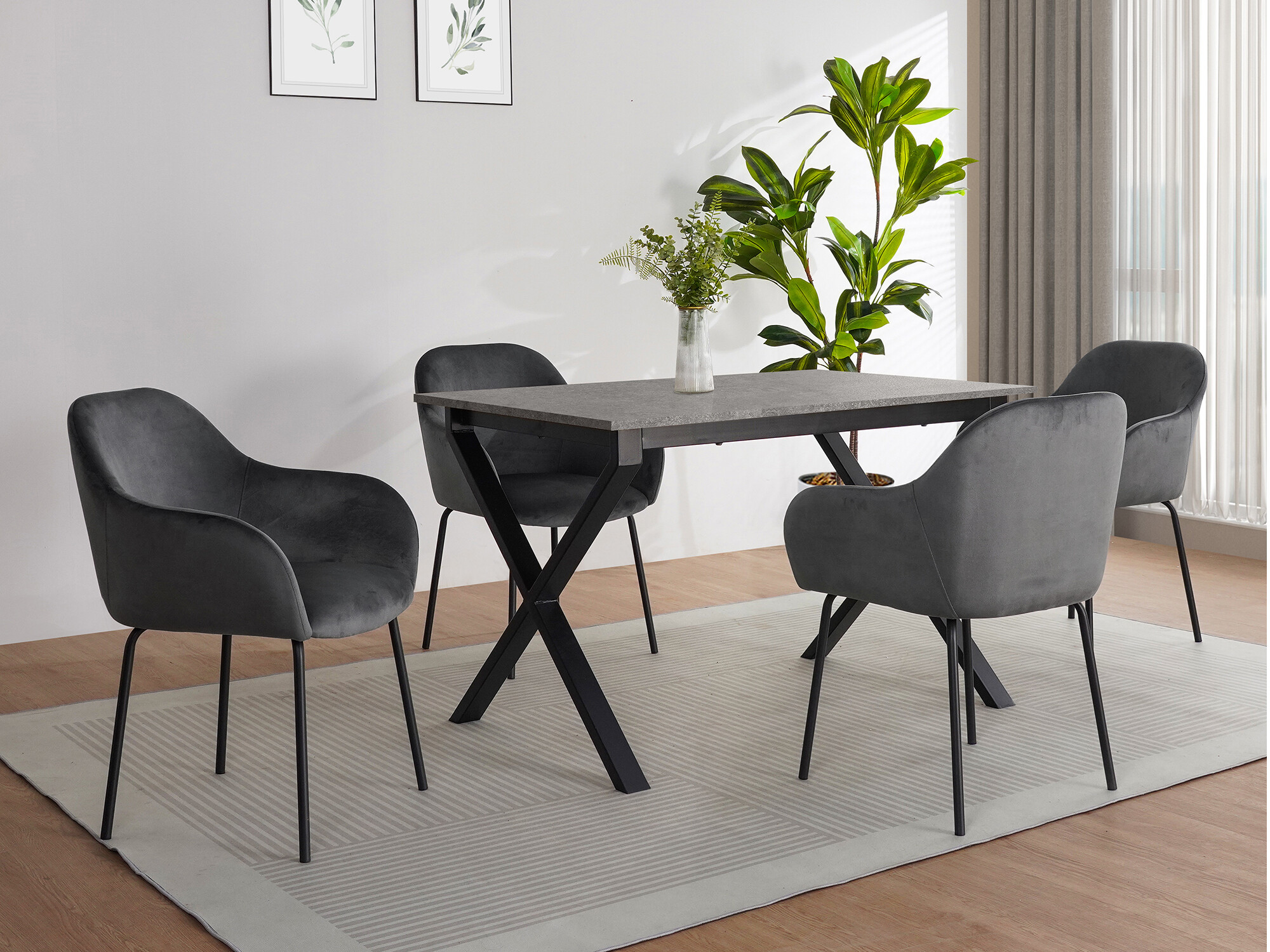 Stol Denton 1554 (Crna + Boja betona)