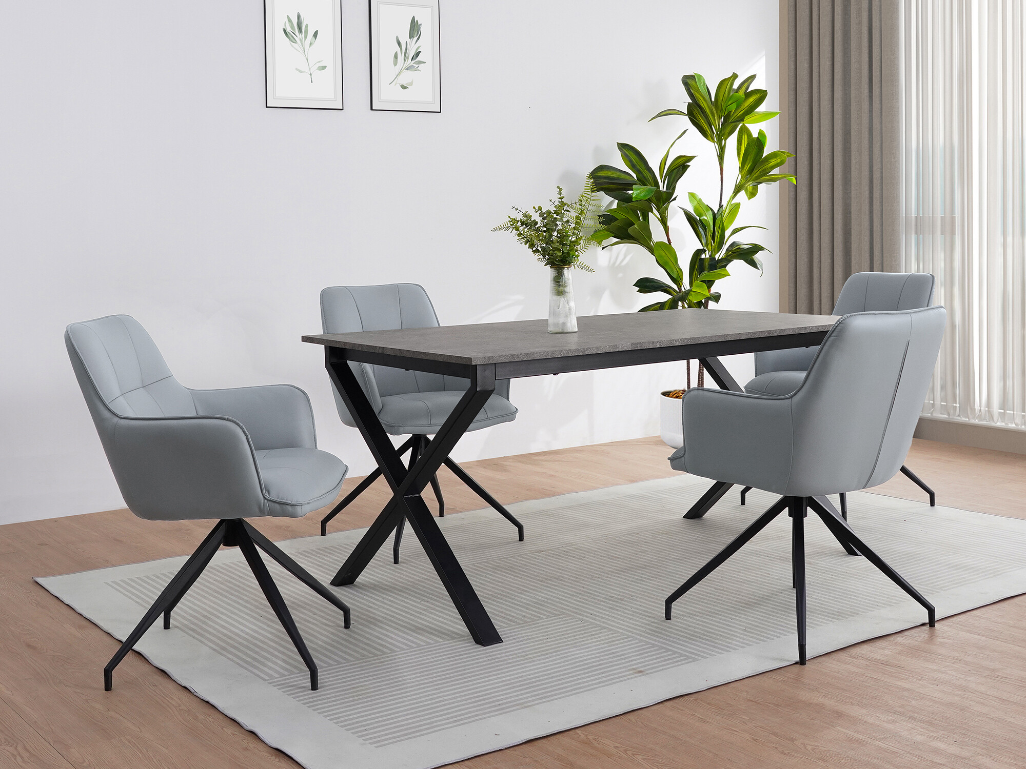 Stol Denton 1555 (Crna + Boja betona)