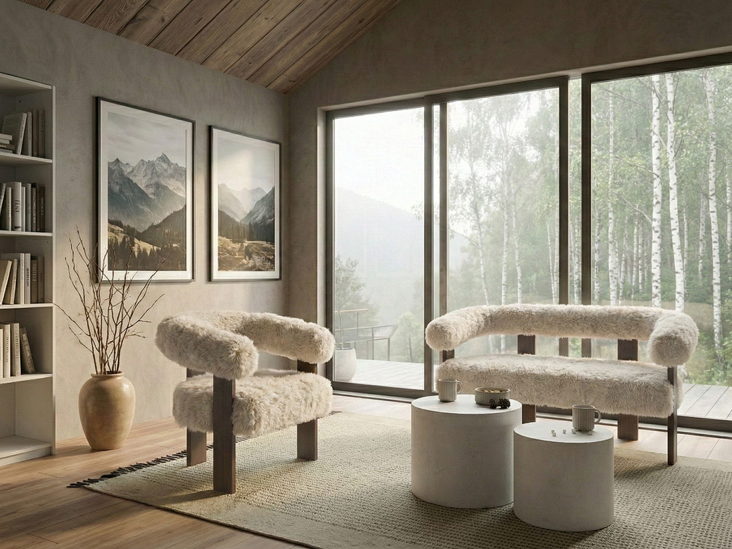 Fotelja Berwyn 3264 (Bijela + Tamno smeđa)