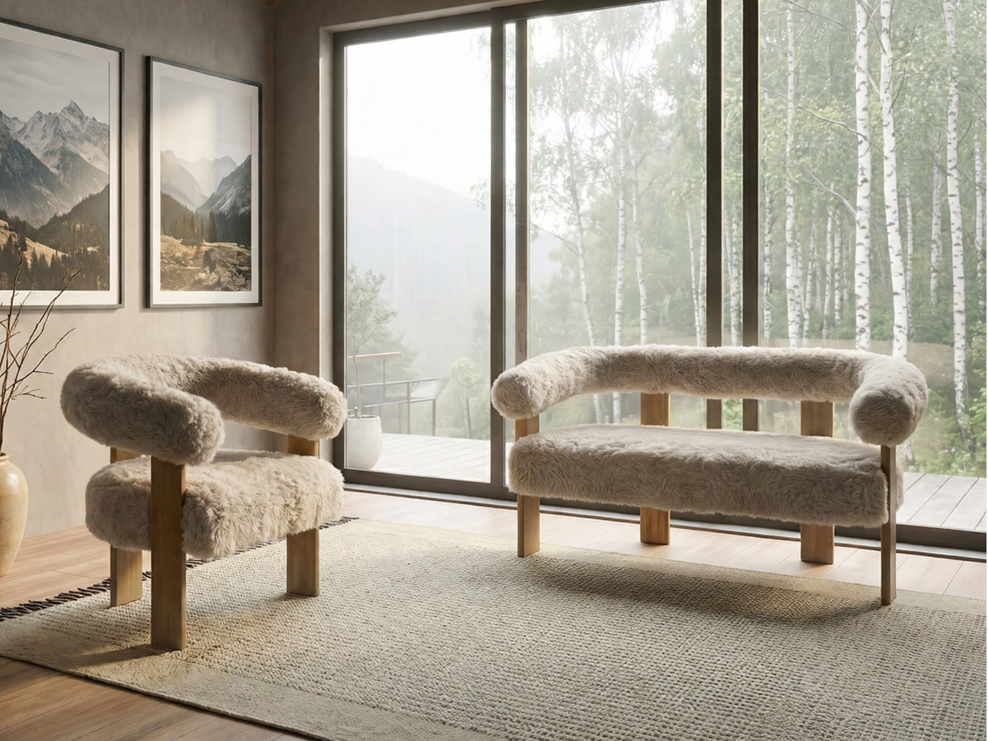 Tapecirani namještaj Berwyn 3269 (Bijela + Svijetlo smeđa)