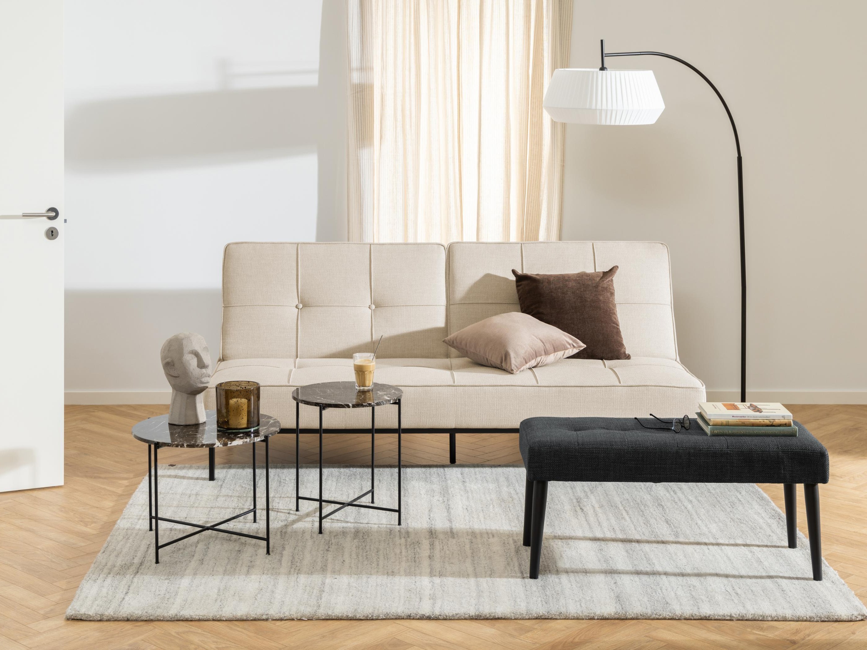 Pomoćni stolić Norsica 609 (Smeđi mramor + Crna)