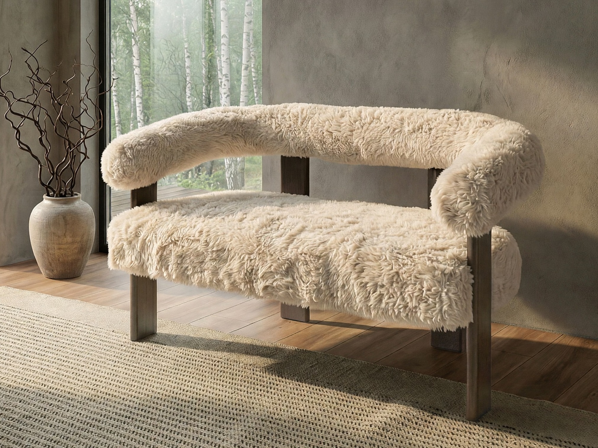 Tapecirana klupa Berwyn 3271 (Bijela + Tamno smeđa)