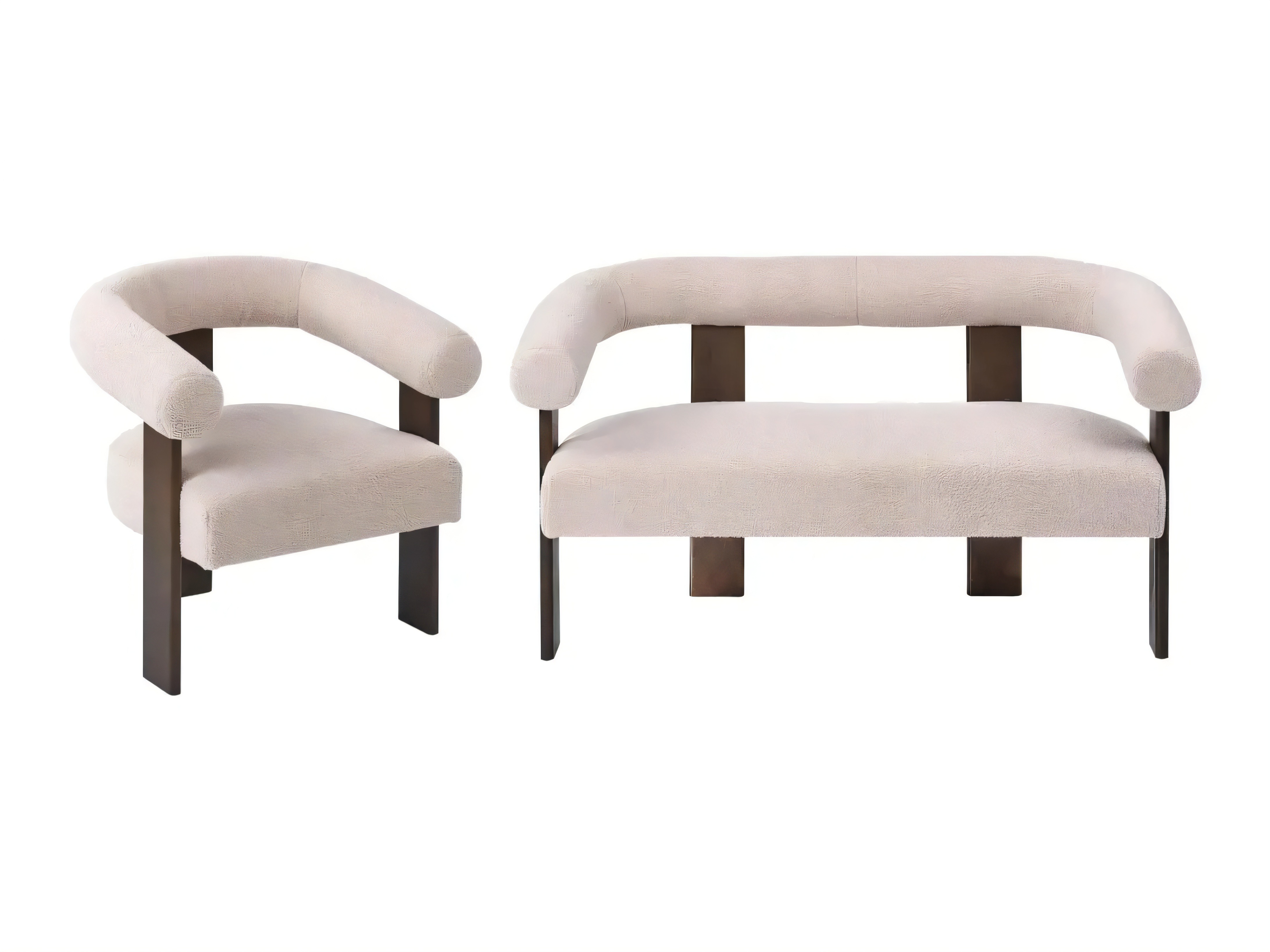 Tapecirani namještaj Berwyn 2710 (Bež + Tamno drvo)