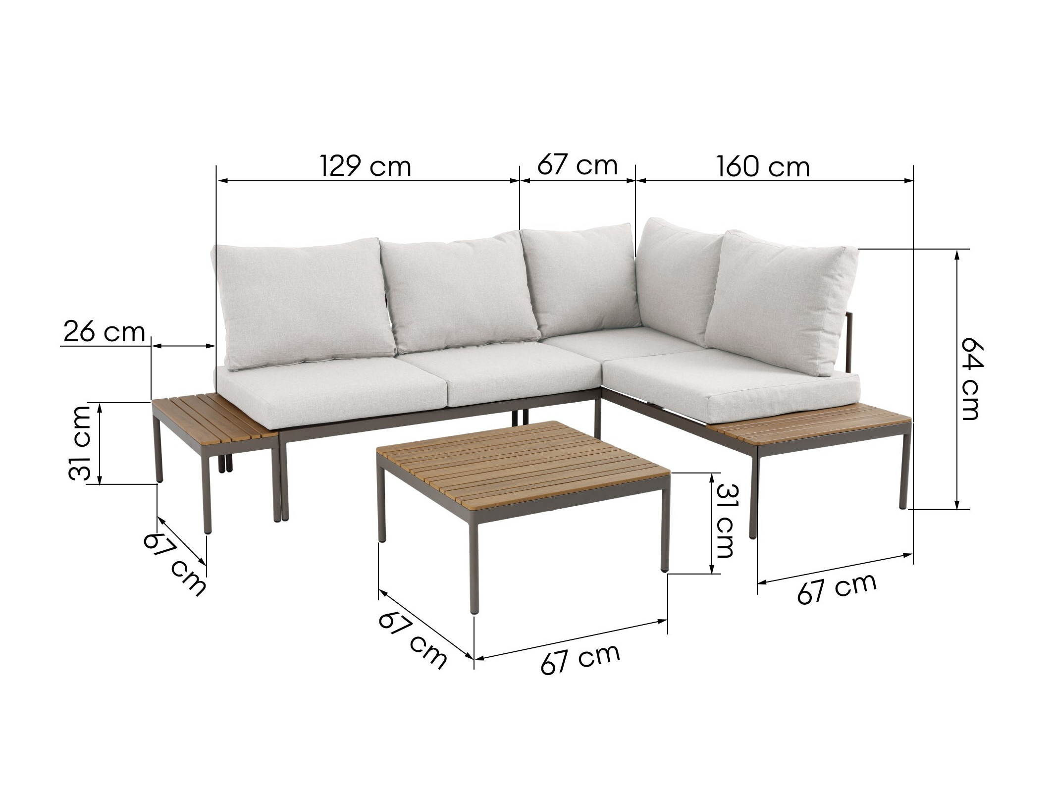 Set vrtnog namještaja Burleson 696 (Sivo bež)