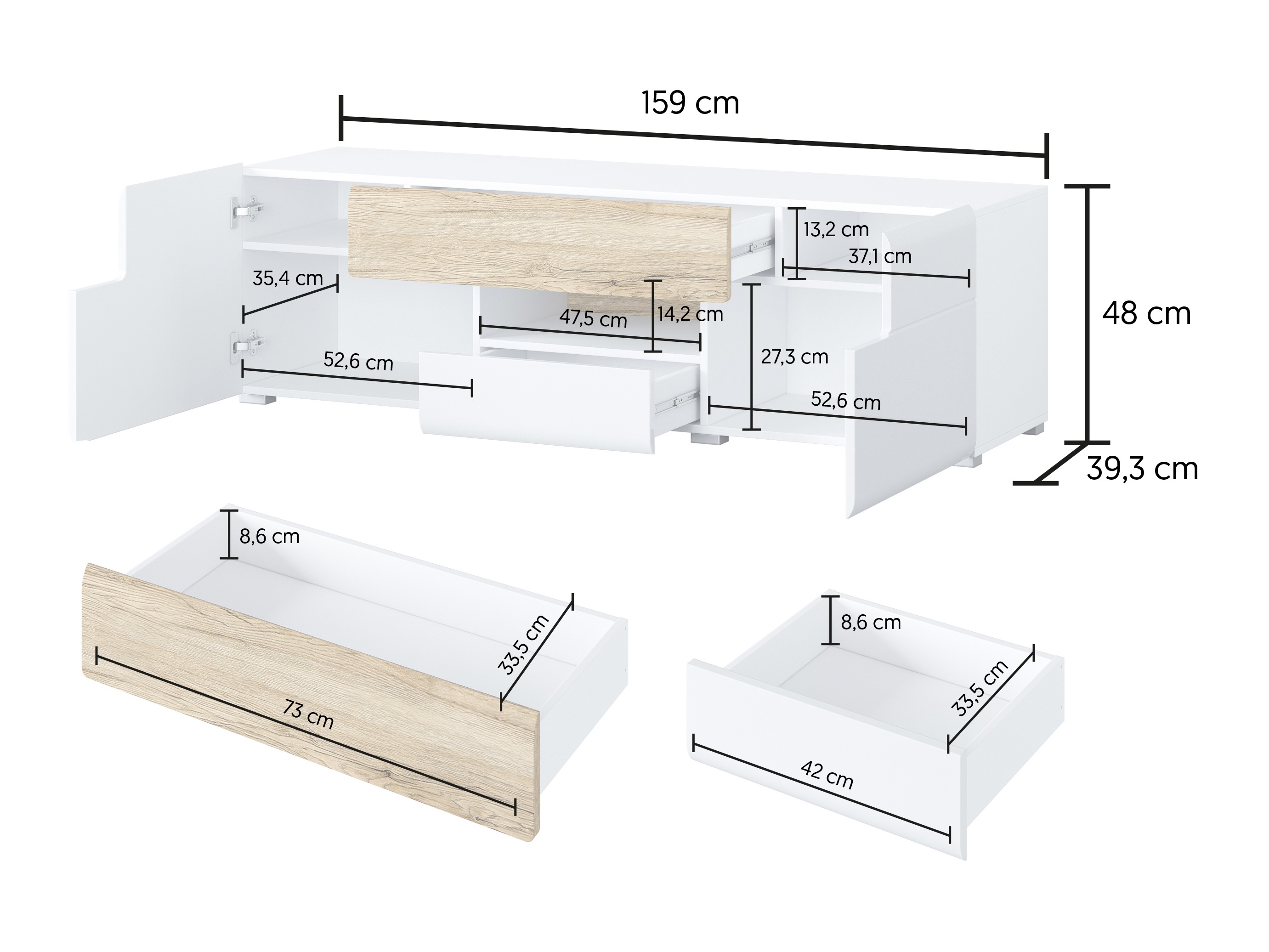 TV stol Torsone 101 (Antracit + Gloss antracit + Hrast Grandson)