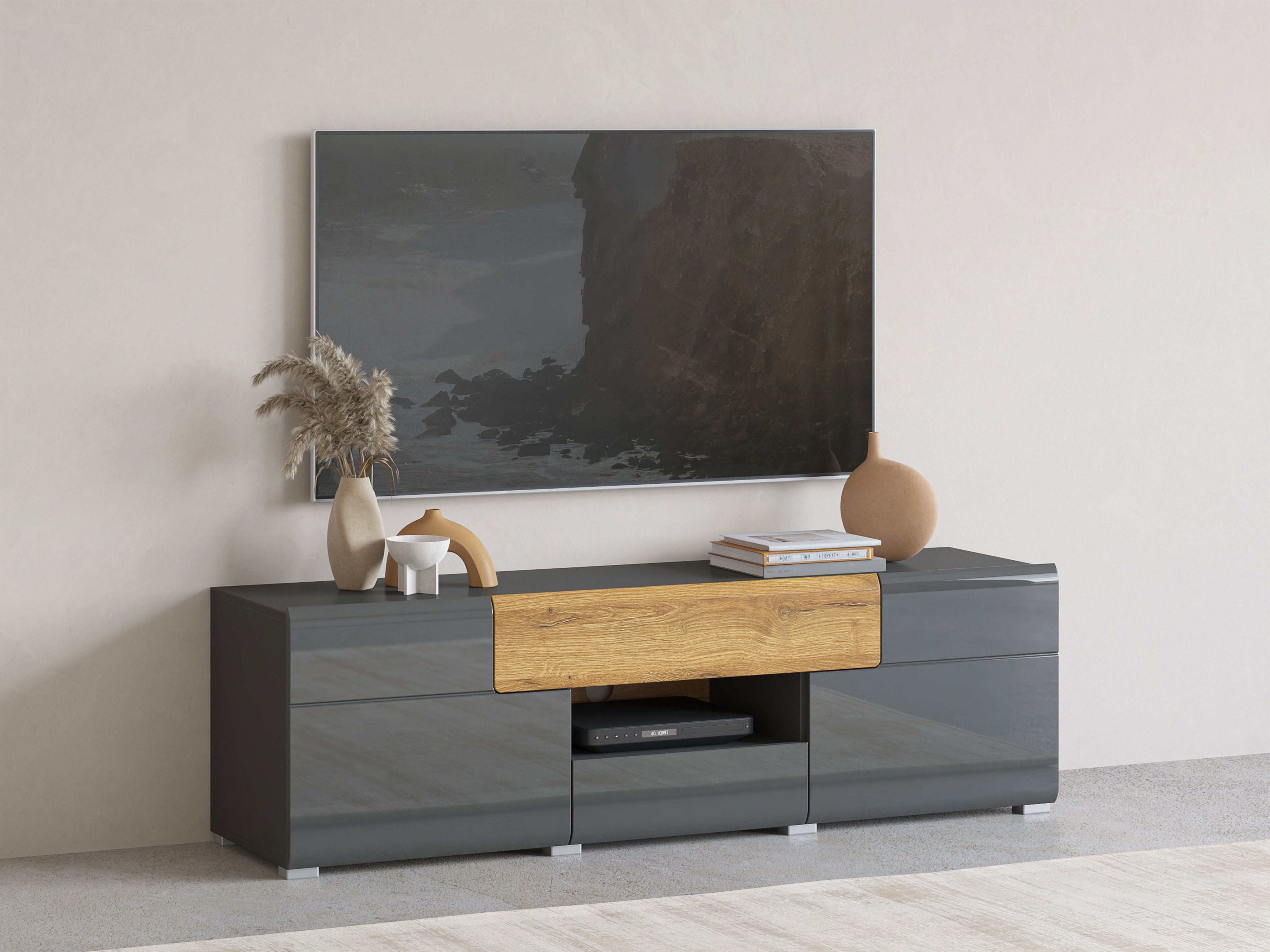 TV stol Torsone 101 (Antracit + Gloss antracit + Hrast Grandson)