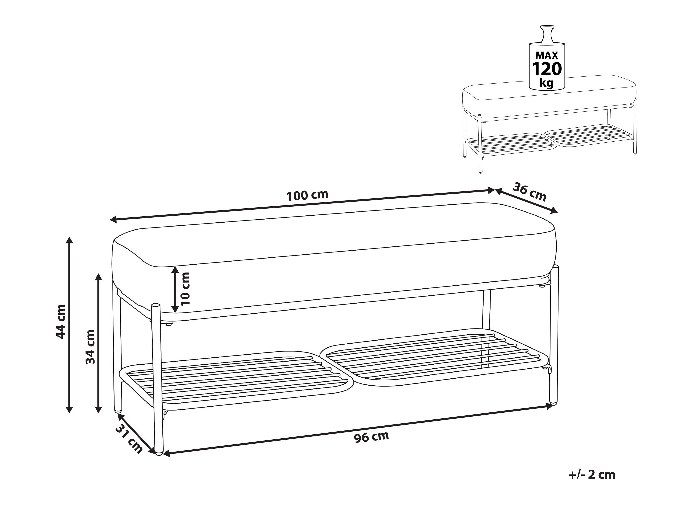 Tapecirana klupa Berwyn 3278 (Crna)