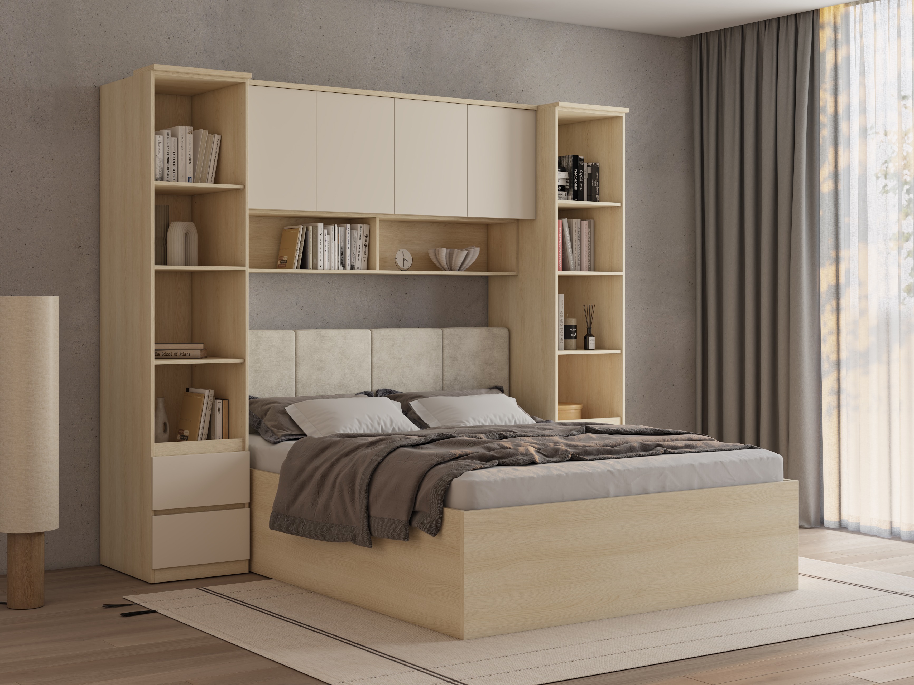 Set za spavaću sobu Nolcala 124 (Hrast + Bež)