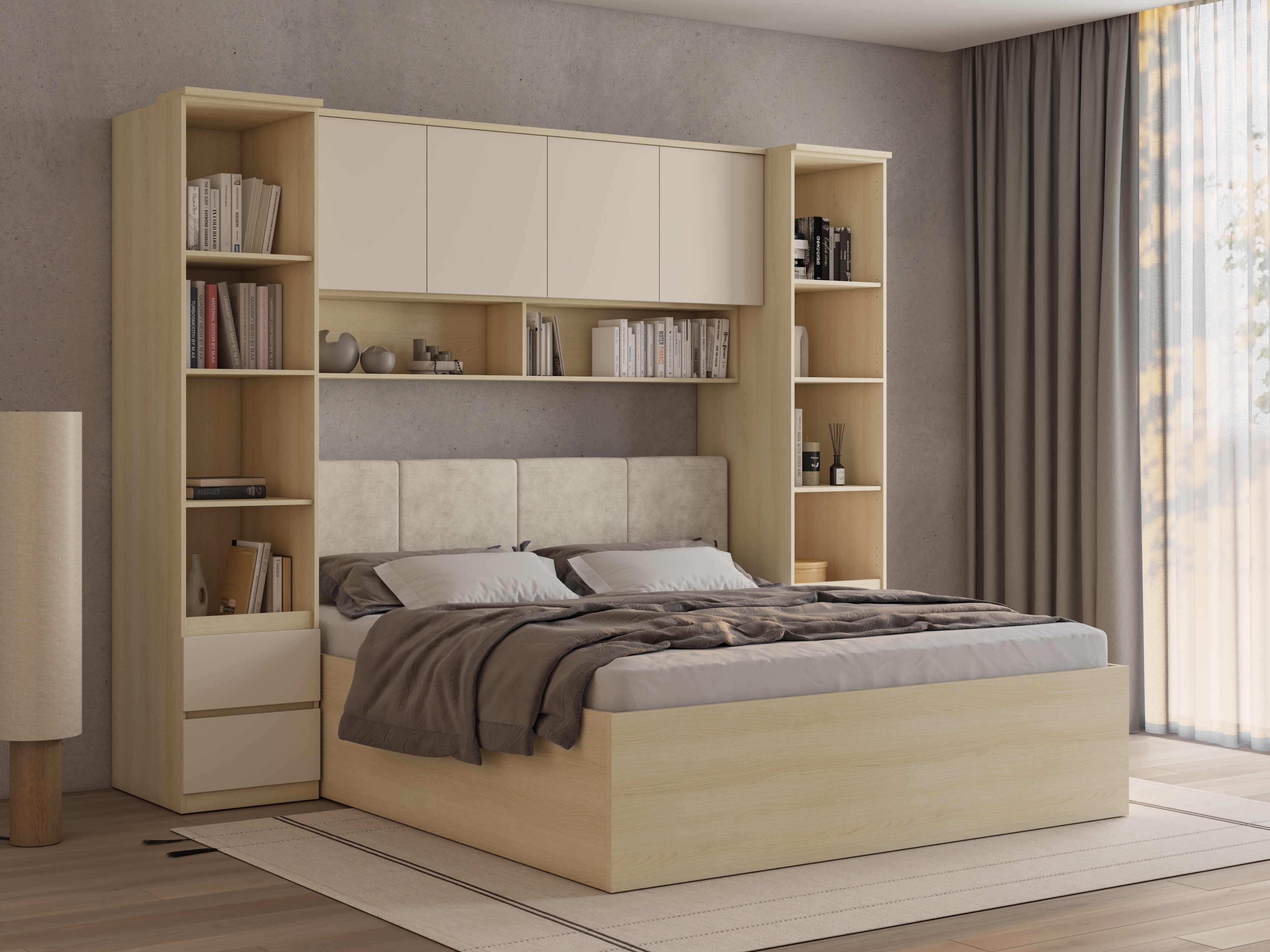 Set za spavaću sobu Nolcala 124 (Hrast + Bež)
