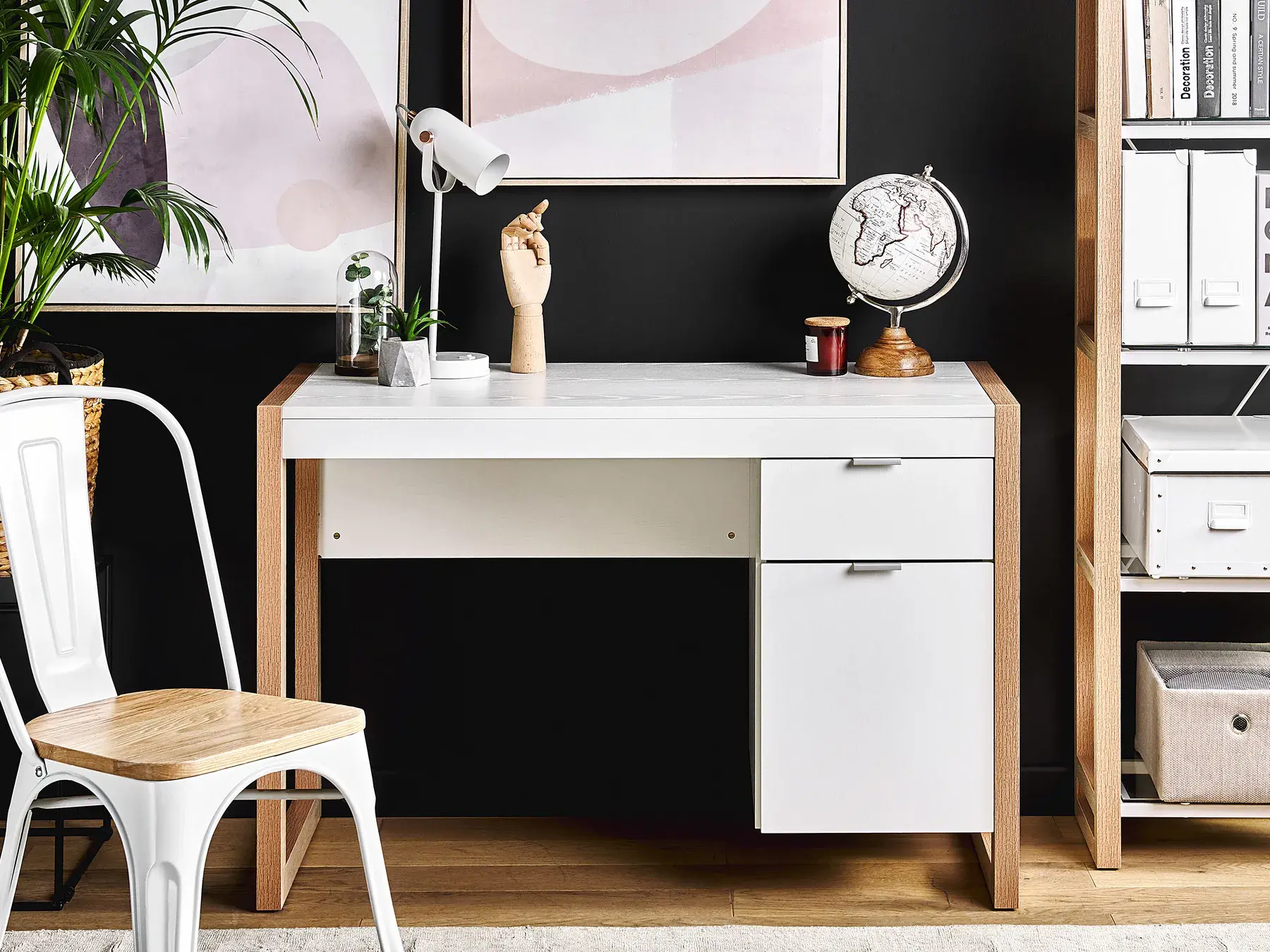 Uredski stol Berwyn 3282 (Bijela + Svijetlo drvo)