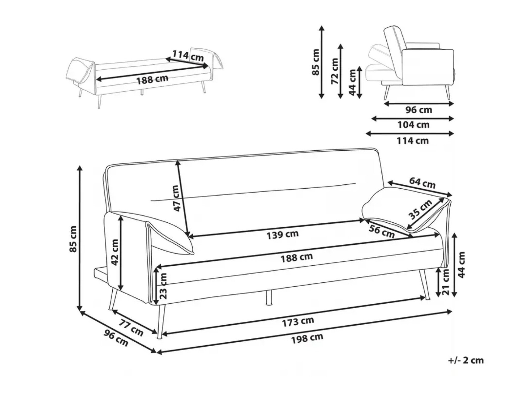 Kauč na razvlačenje Berwyn 3284 (Svijetlo smeđa)
