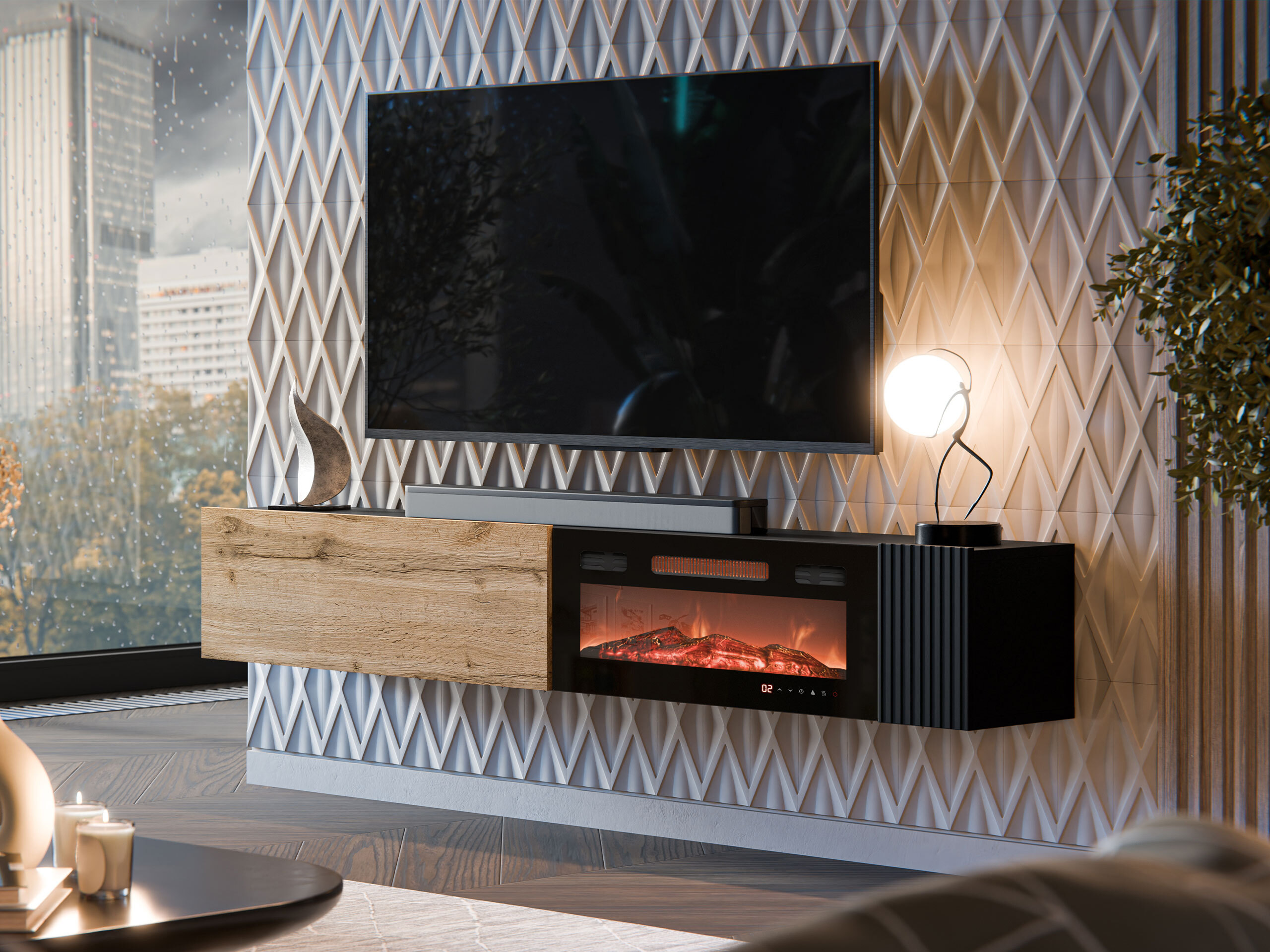 TV stol Species I (Hrast Wotan + Crna)