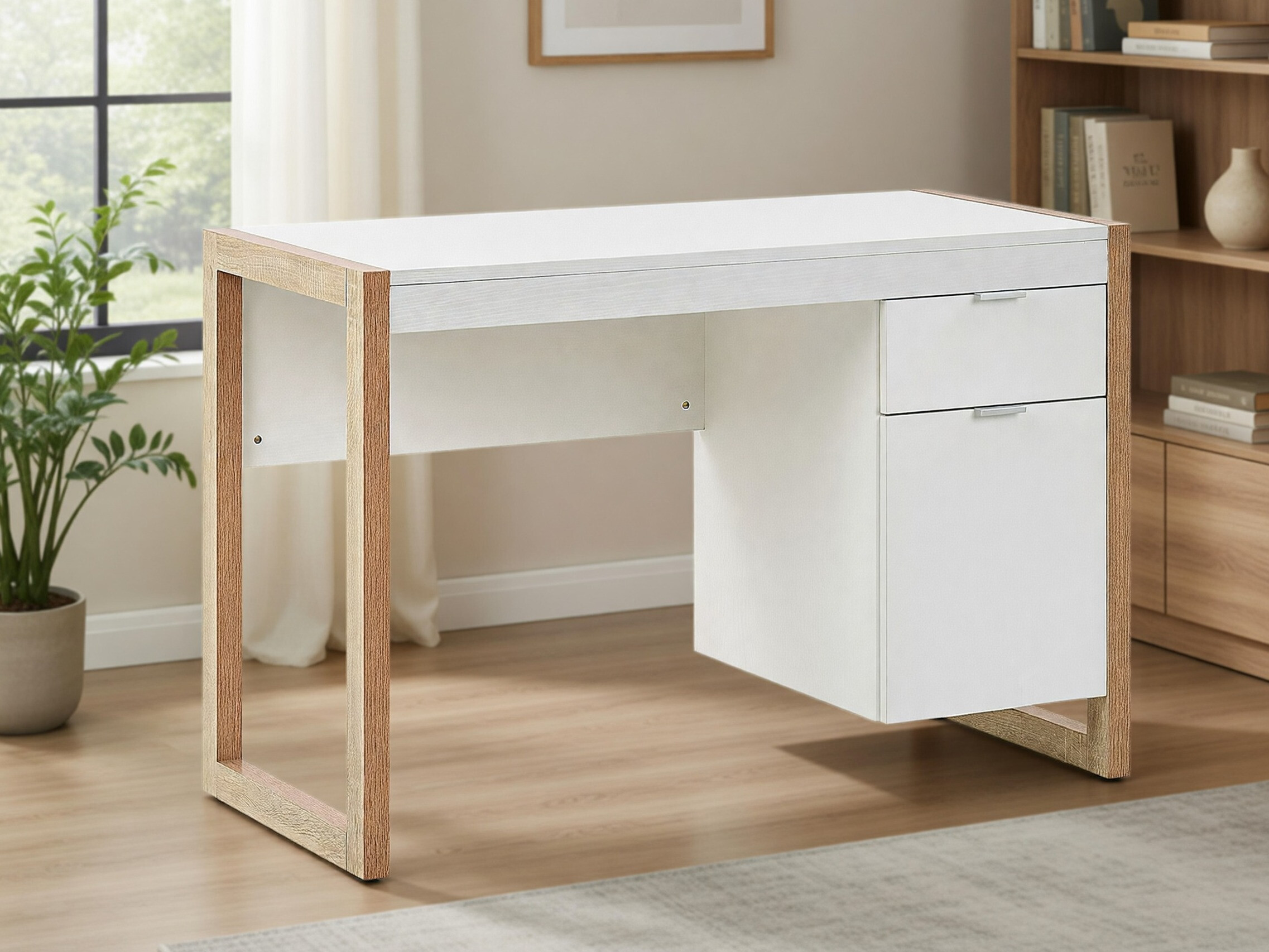 Uredski stol Berwyn 3282 (Bijela + Svijetlo drvo)