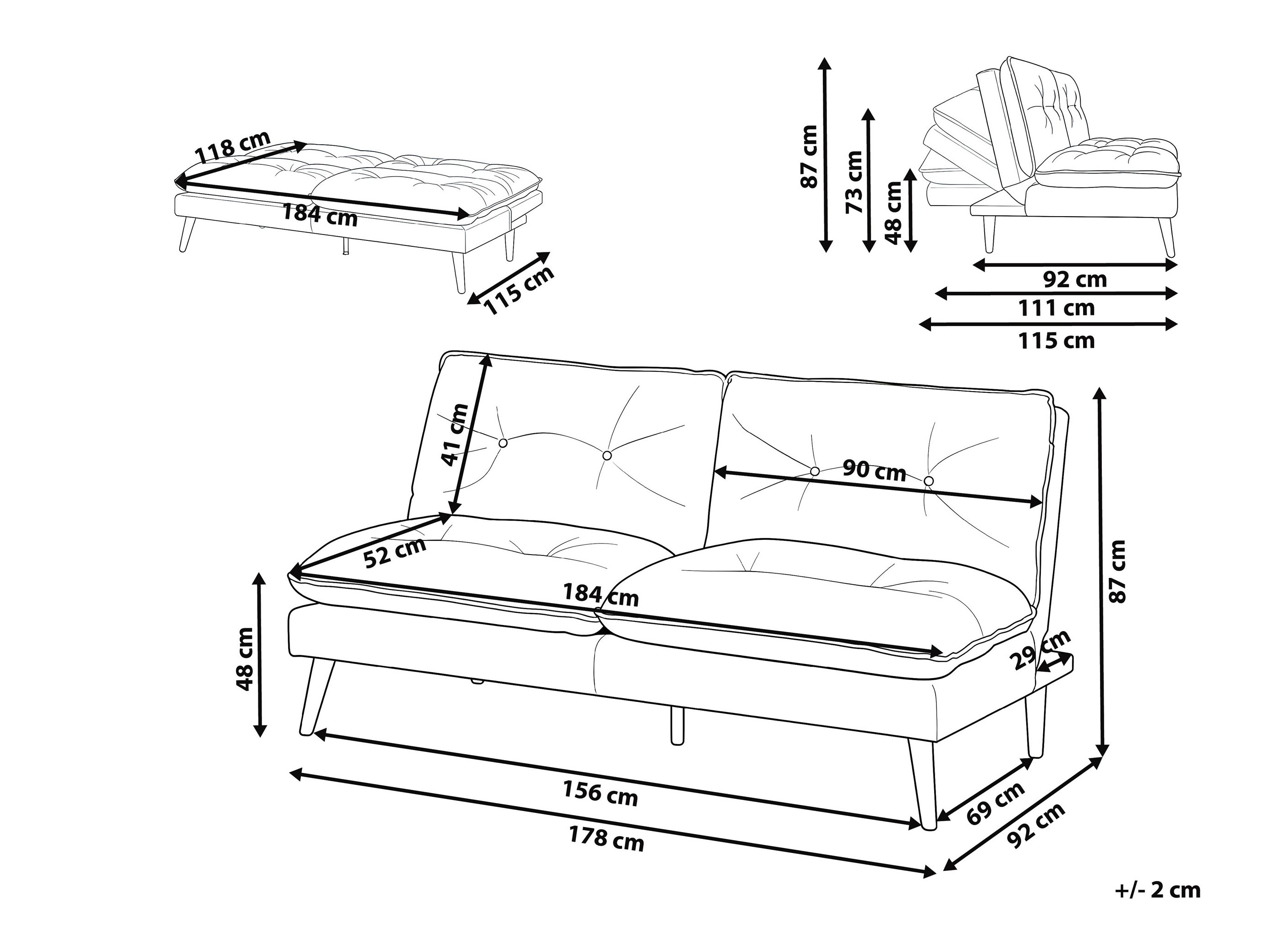 Kauč na razvlačenje Berwyn 3285 (Siva)