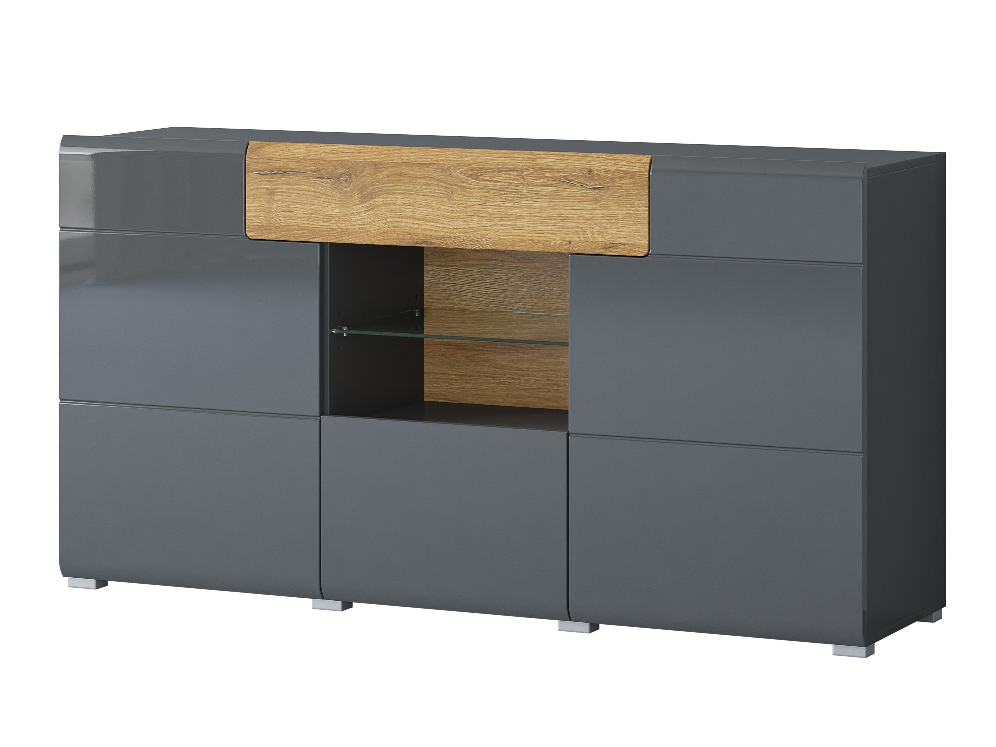 Komoda Torsone 108 (Antracit + Gloss antracit + Hrast Grandson)