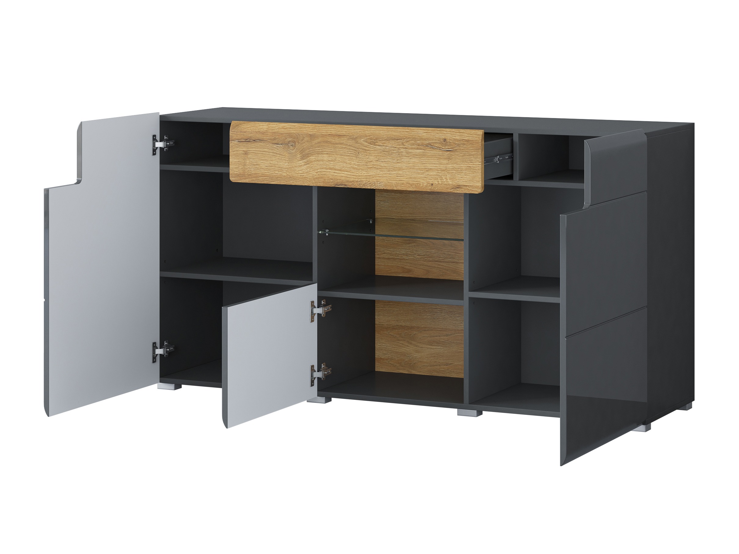 Komoda Torsone 108 (Antracit + Gloss antracit + Hrast Grandson)