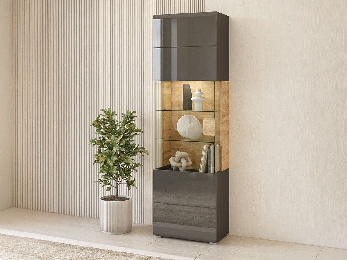 Polica Torsone 103 (Antracit + Gloss antracit + Hrast Grandson)