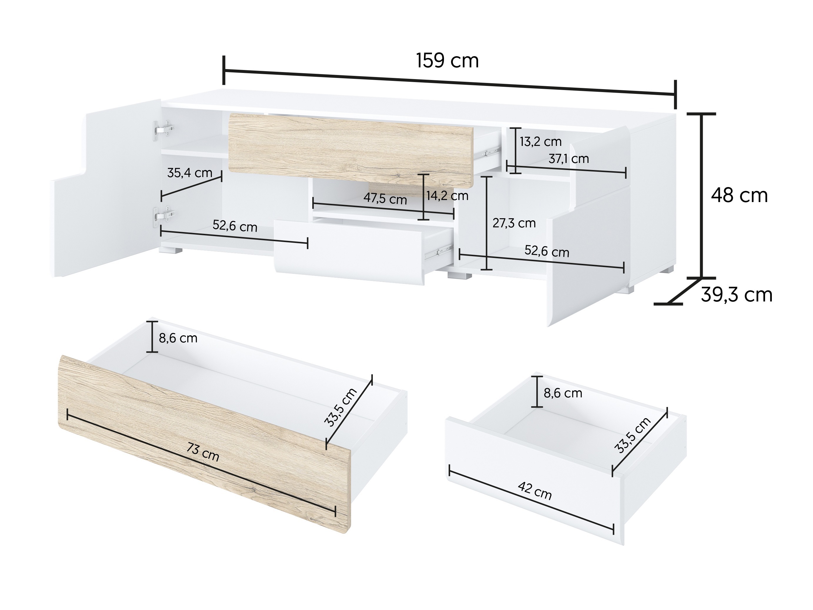 Set za dnevni boravak Torsone 104 (Antracit + Gloss antracit + Hrast Grandson)
