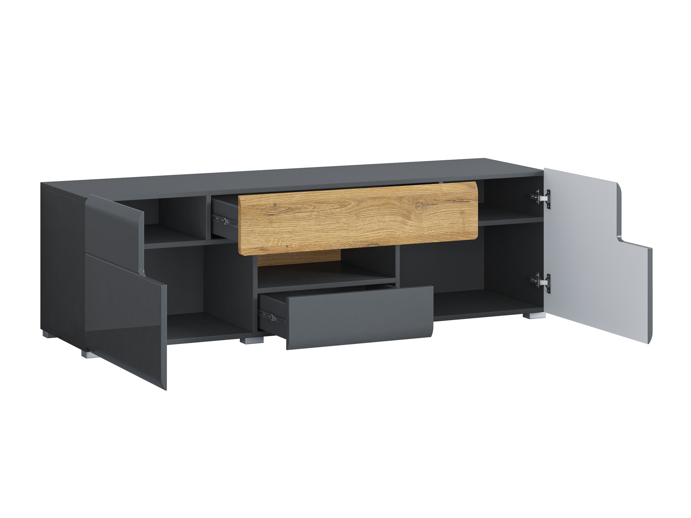 Set za dnevni boravak Torsone 104 (Antracit + Gloss antracit + Hrast Grandson)