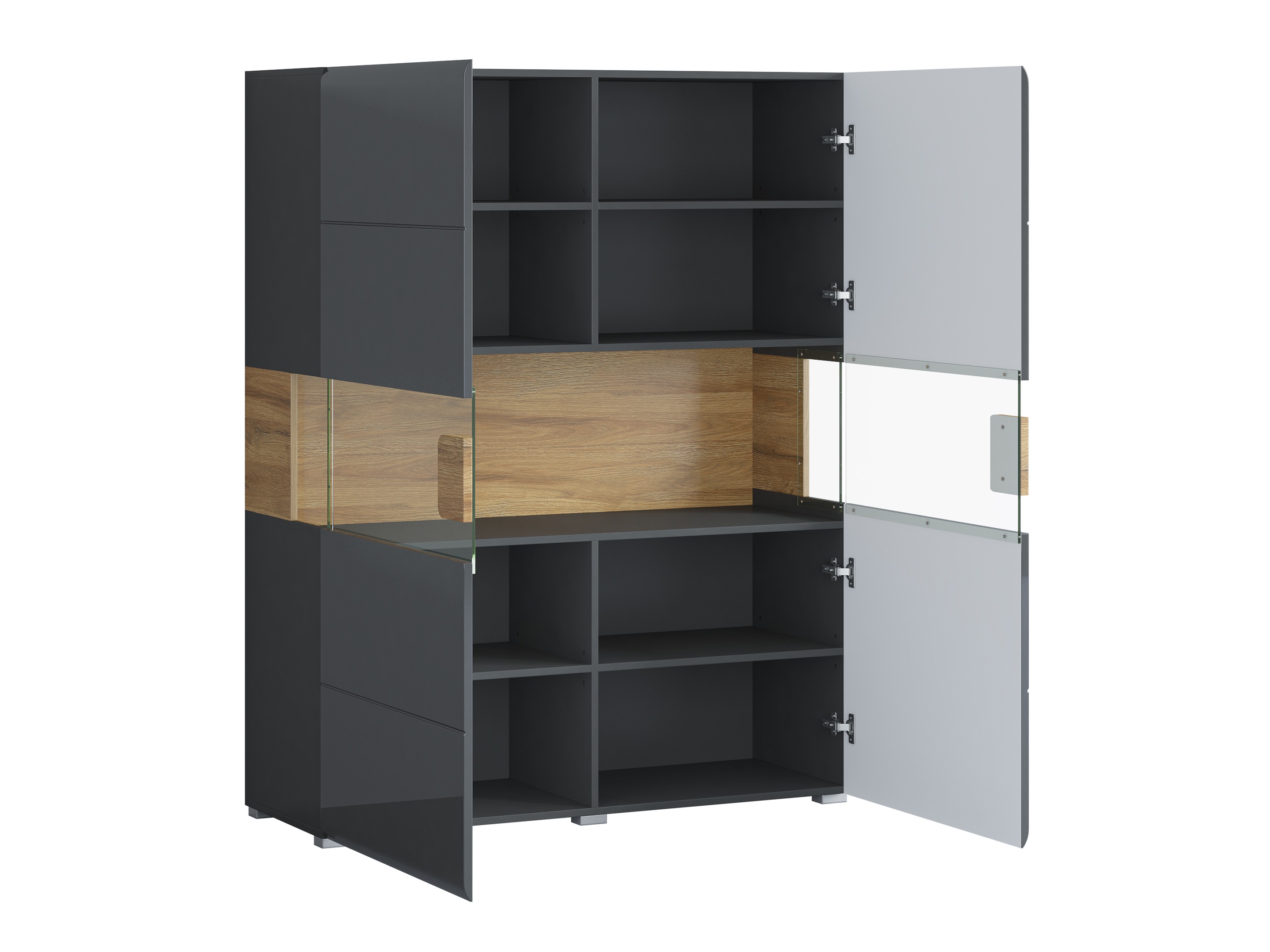 Set za dnevni boravak Torsone 104 (Antracit + Gloss antracit + Hrast Grandson)