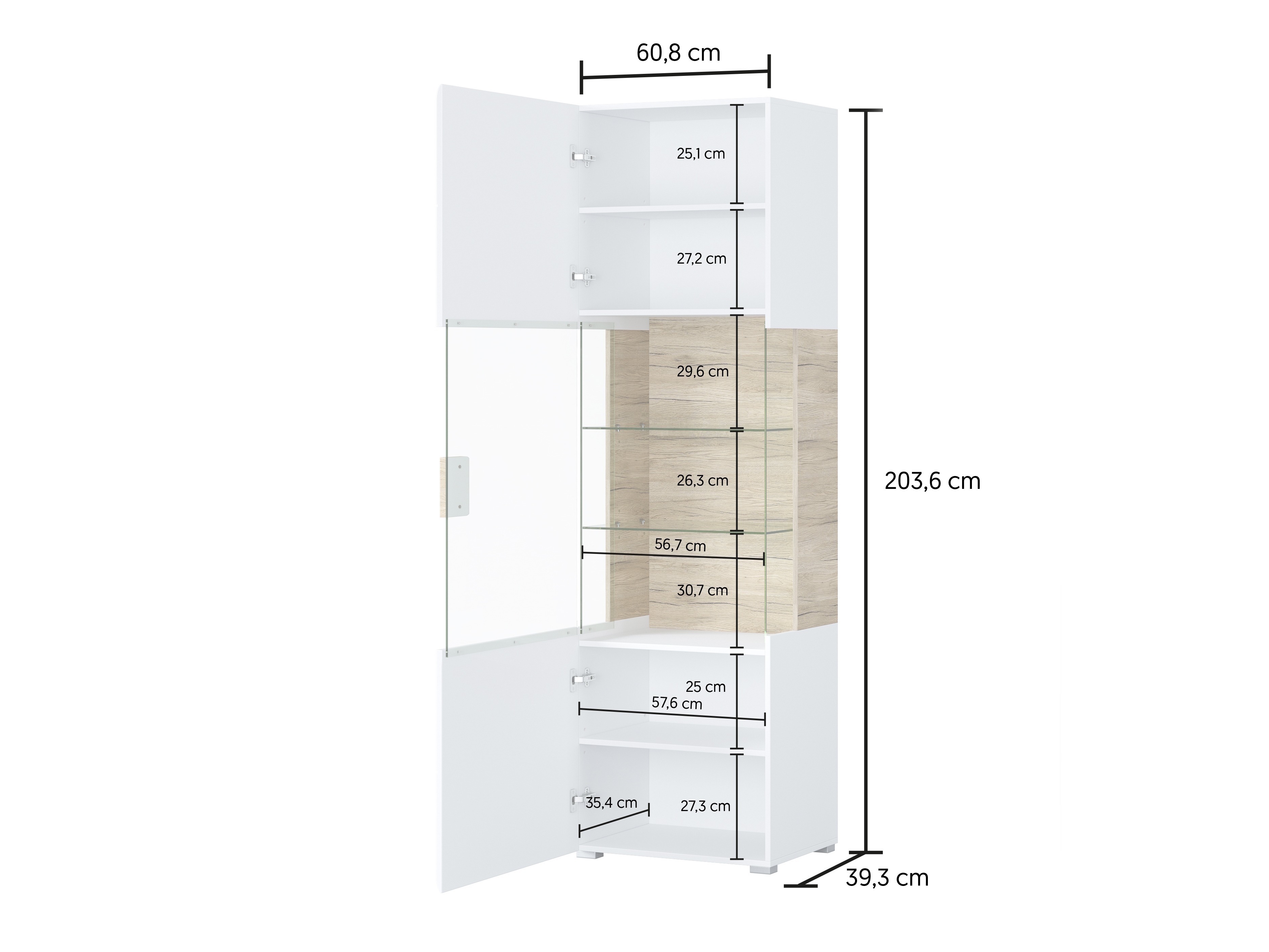 Set za dnevni boravak Torsone 104 (Bijela + Sjajno bijela + Hrast San Remo)