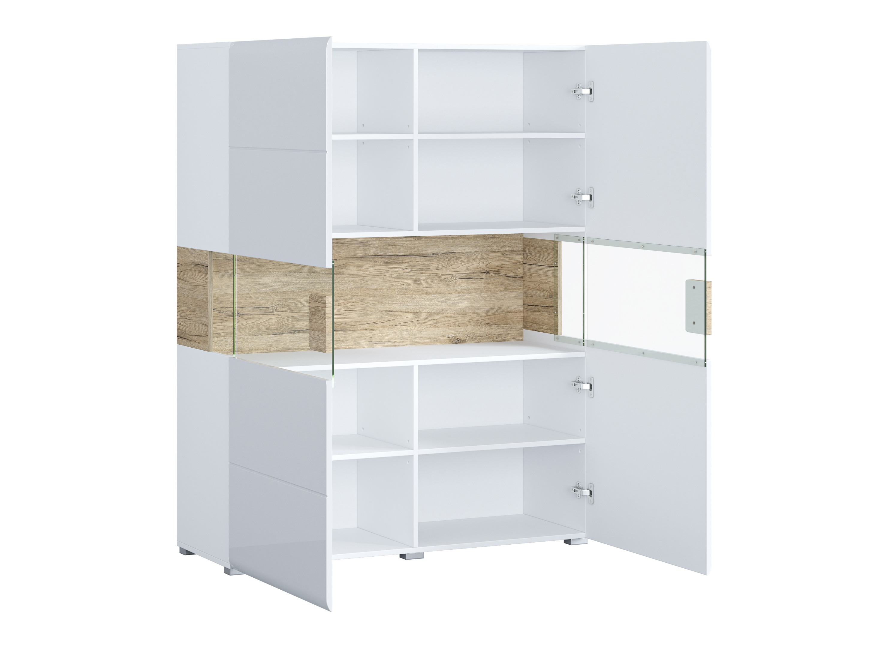 Set za dnevni boravak Torsone 104 (Bijela + Sjajno bijela + Hrast San Remo)