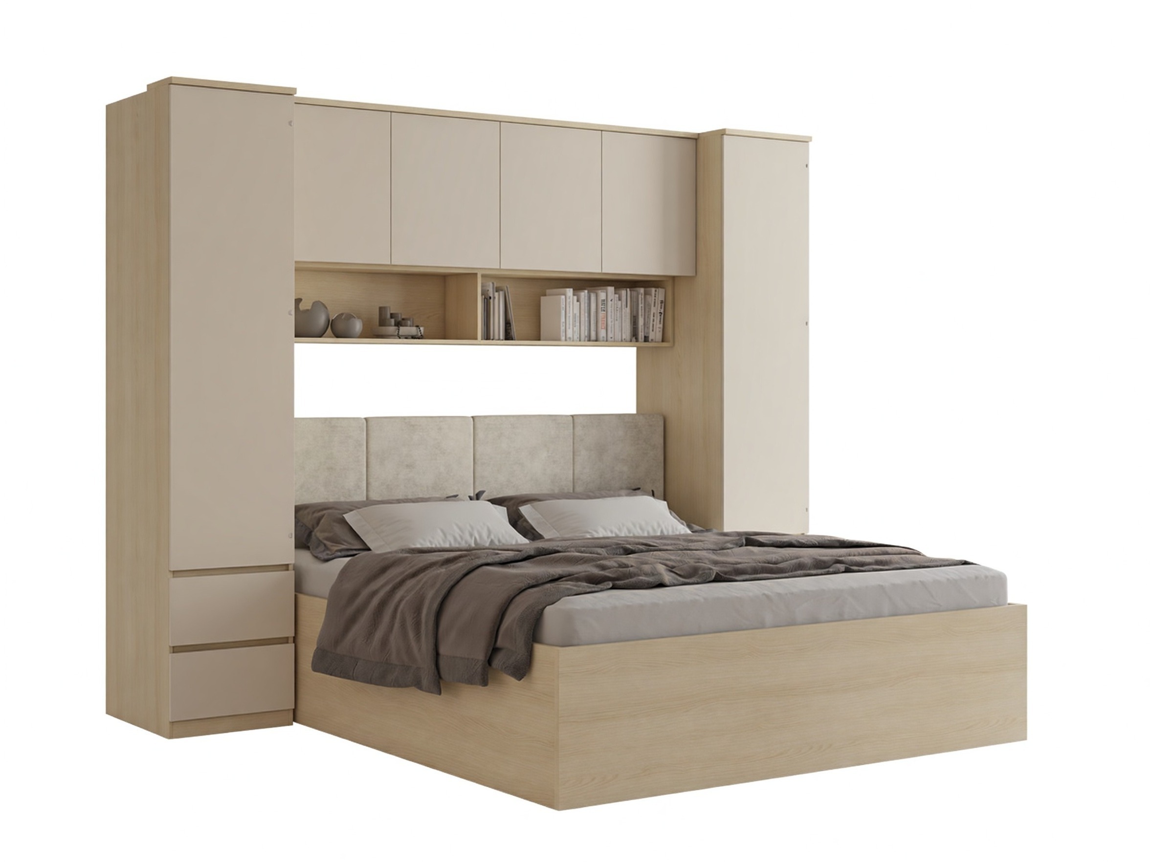 Set za spavaću sobu Nolcala 125 (Hrast + Bež)