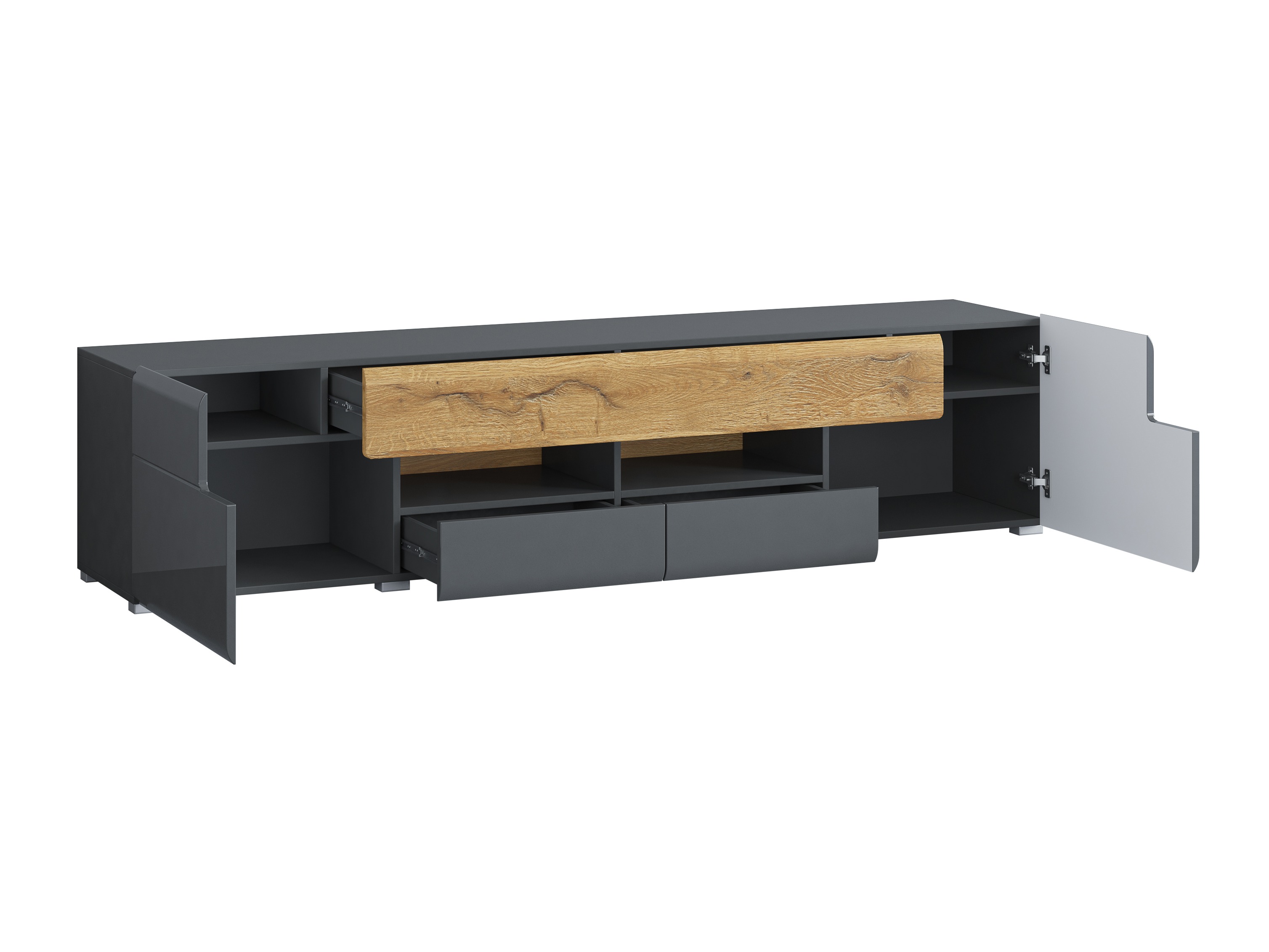 TV stol Torsone 113 (Antracit + Gloss antracit + Hrast Grandson)