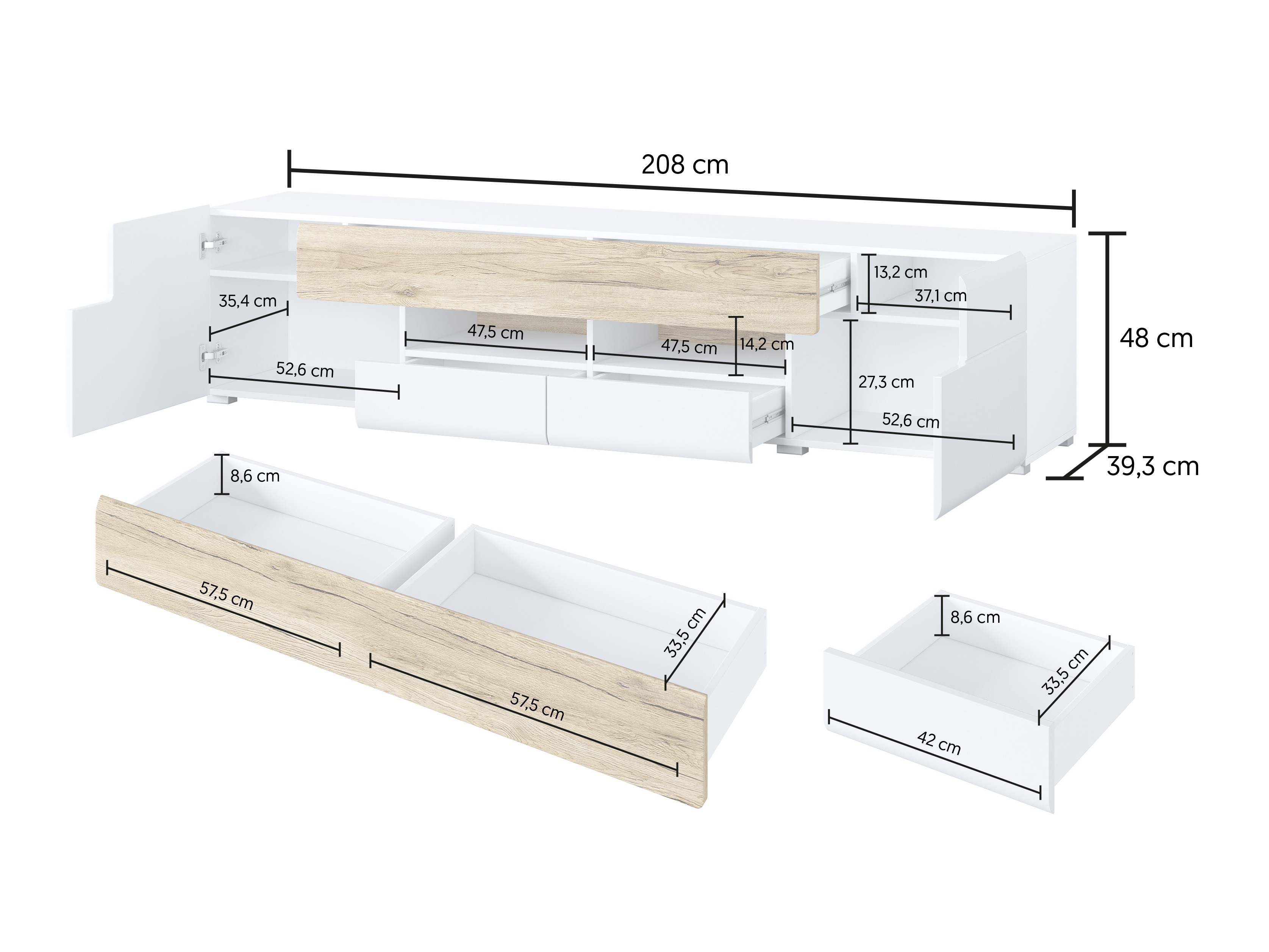TV stol Torsone 113 (Antracit + Gloss antracit + Hrast Grandson)