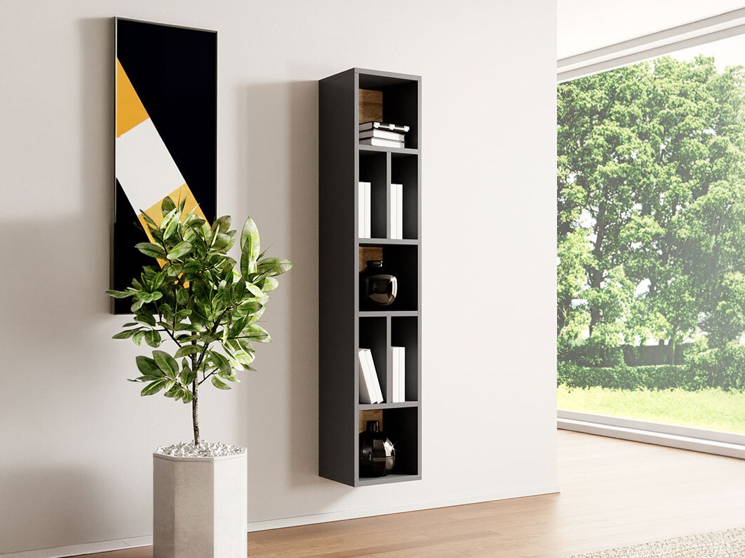 Zidna polica Torsone 106 (Antracit + Gloss antracit + Hrast Grandson)