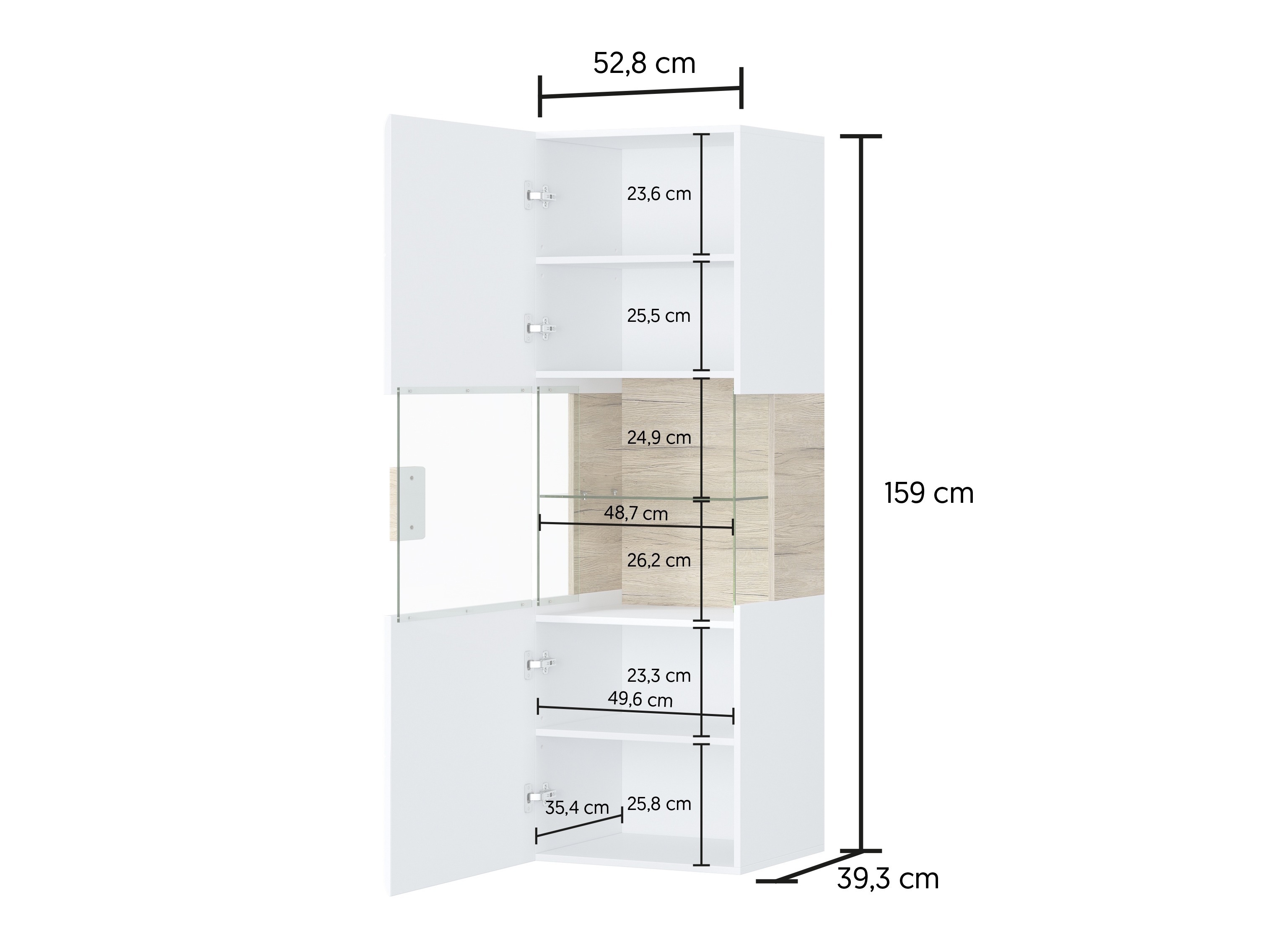 Zidna polica Torsone 109 (Bijela + Sjajno bijela + Hrast San Remo)