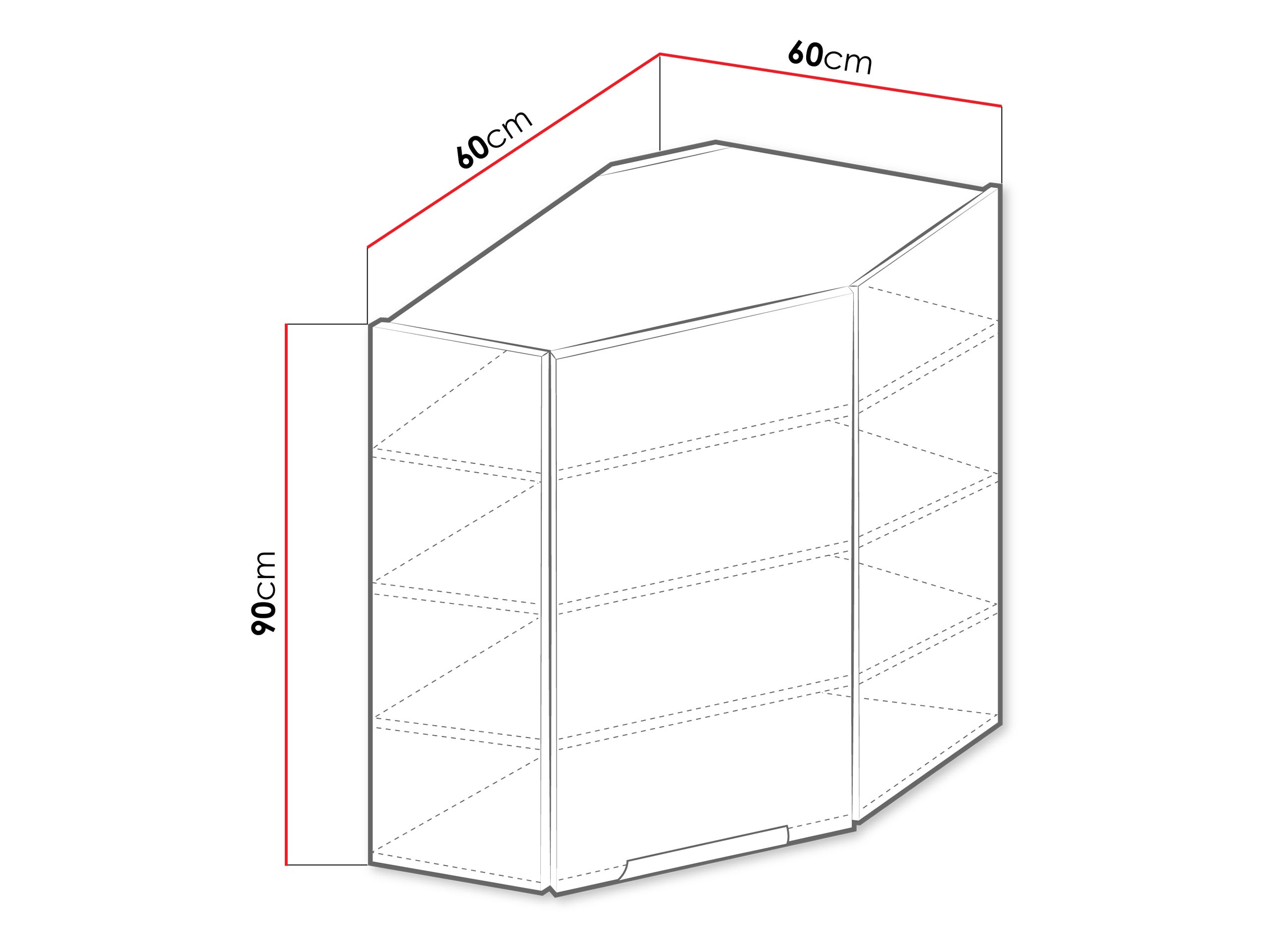 Modularan zidni kutni ormarić Sole 144