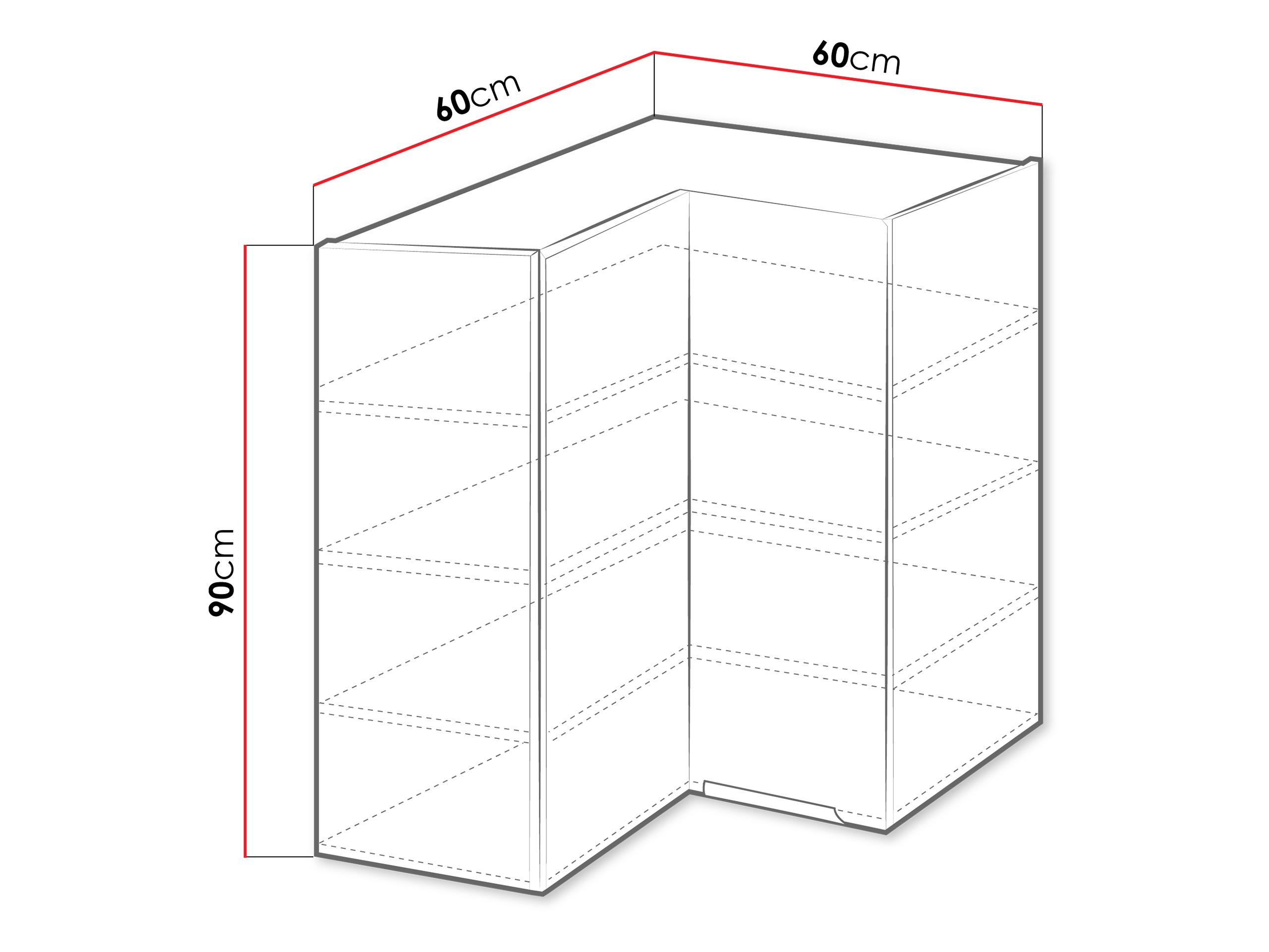 Modularan zidni kutni ormarić Sole 145