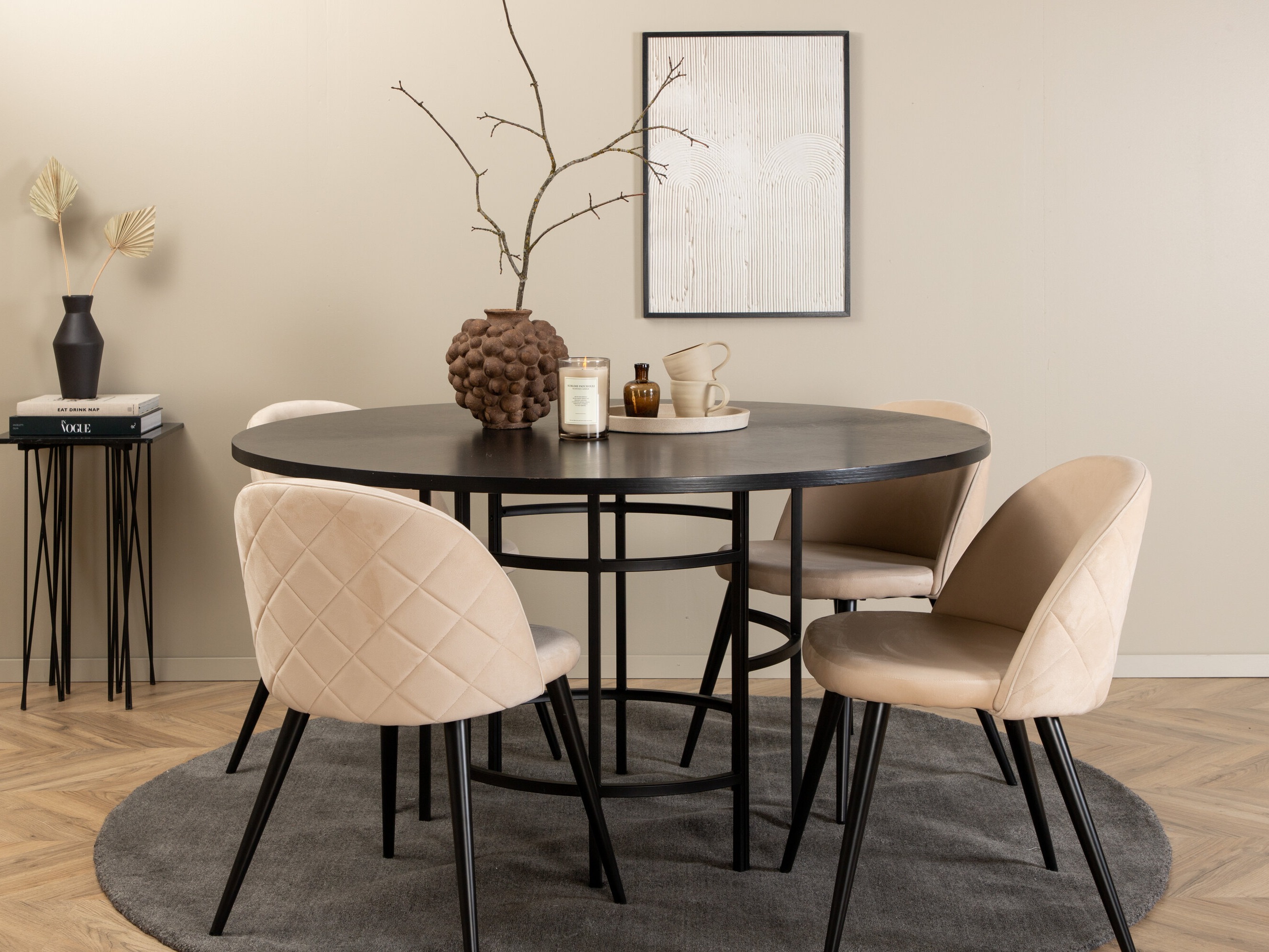 Blagovaonski set Dallas 2386 (Crna + Krem)