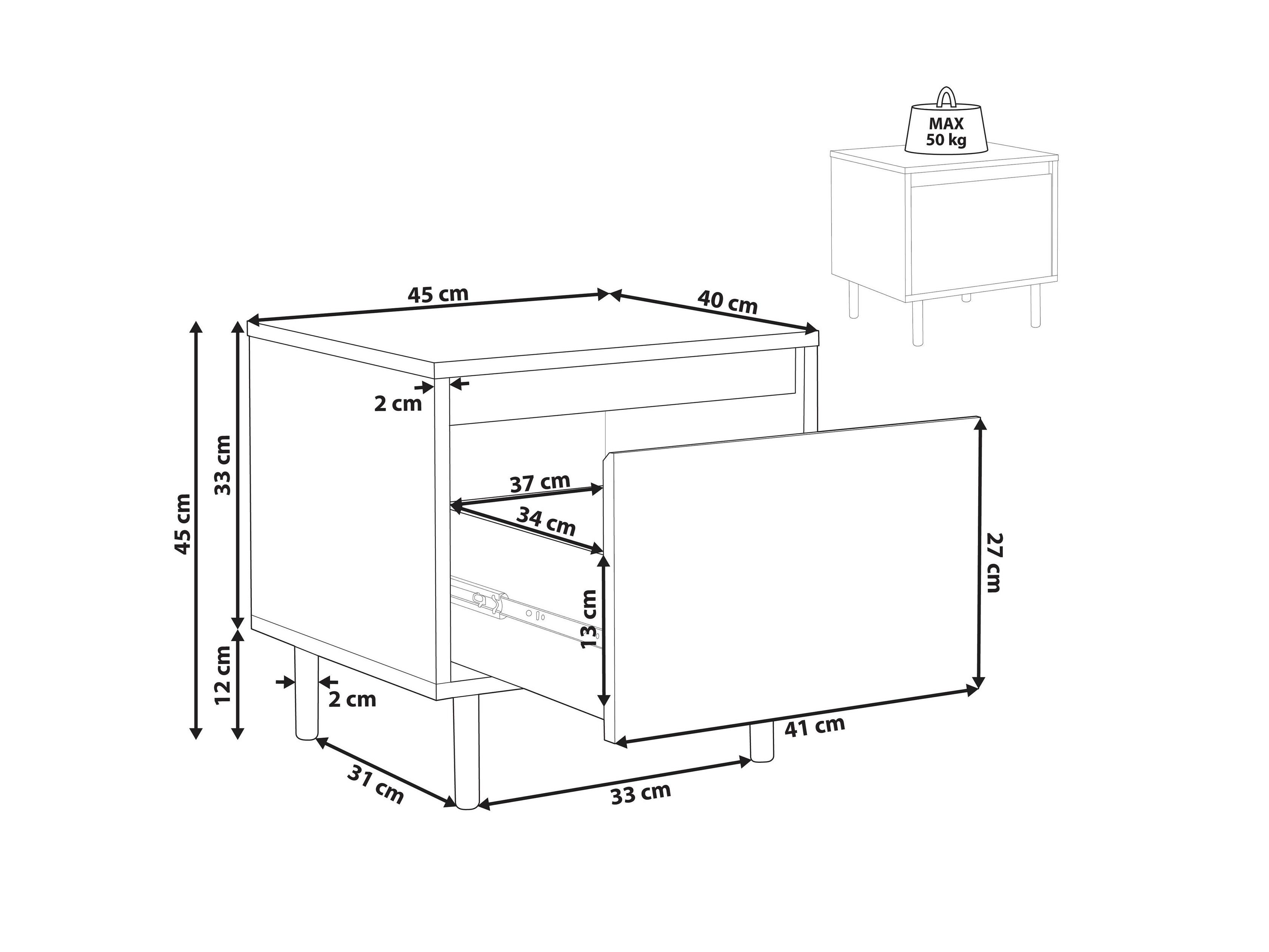 Noćni ormarić Berwyn 3309 (Tamno drvo)