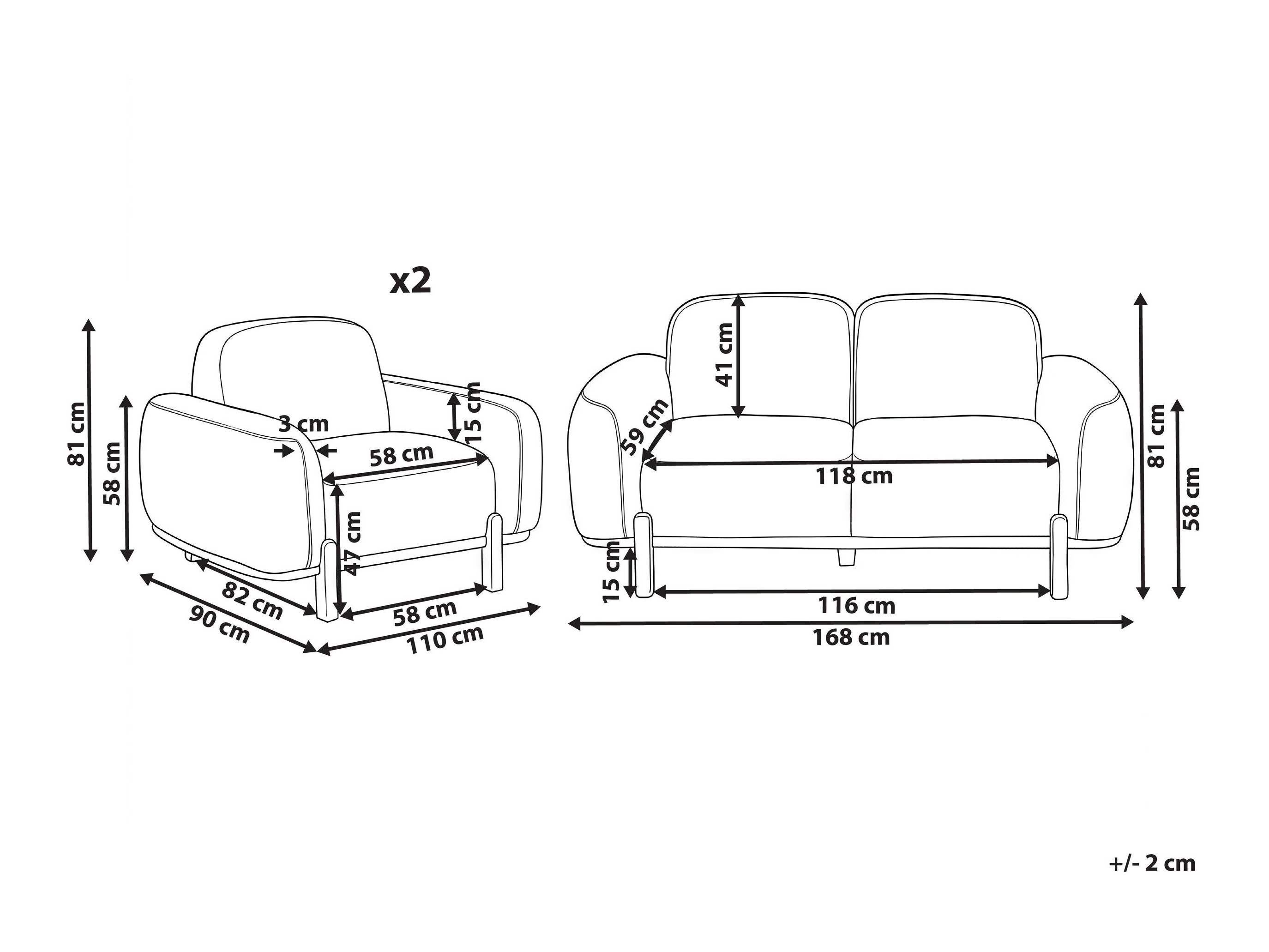 Tapecirani namještaj Berwyn 3307 (Bijela)