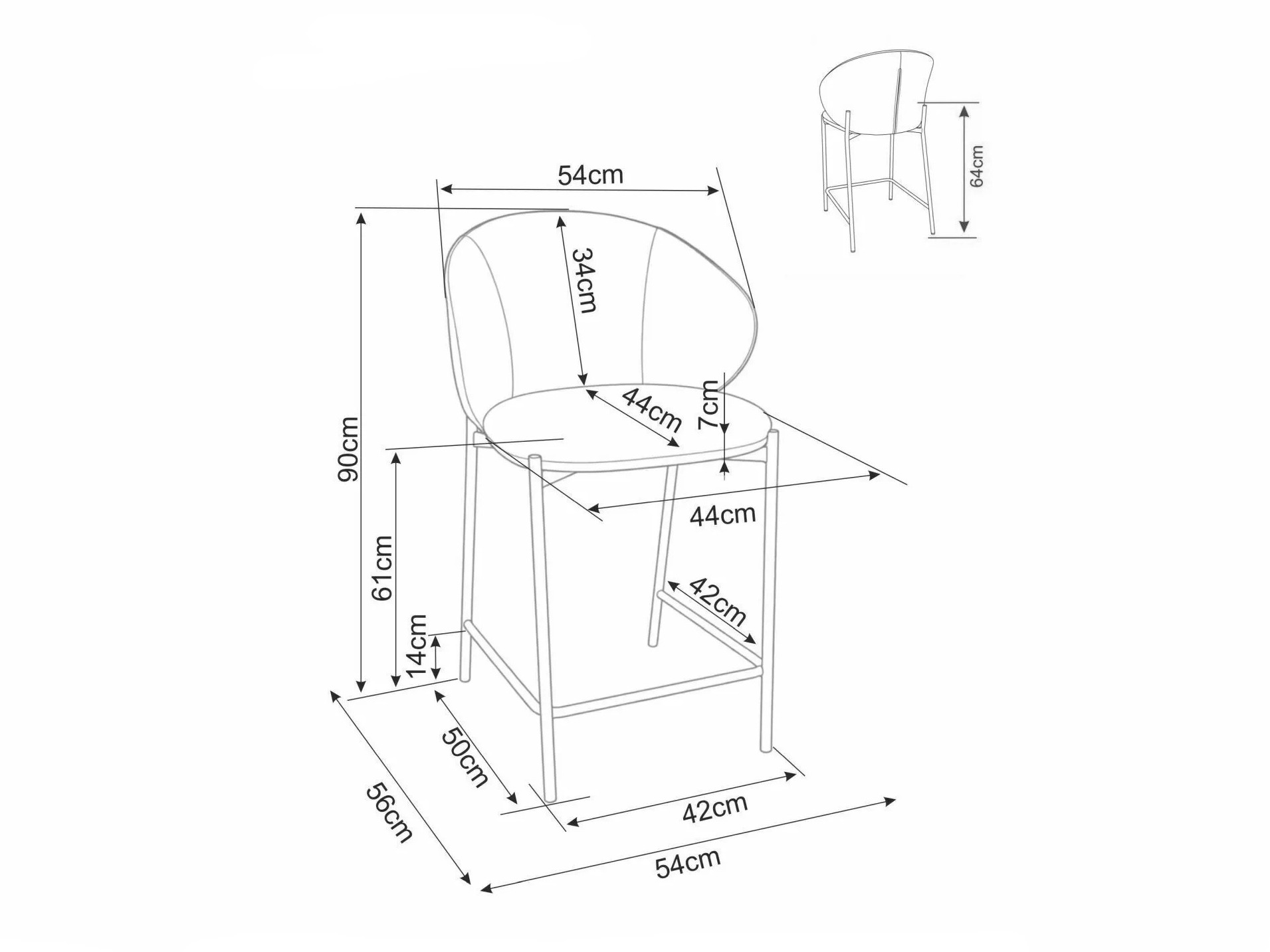 Polubarska stolica Detroit 947 (Siva + Crna)