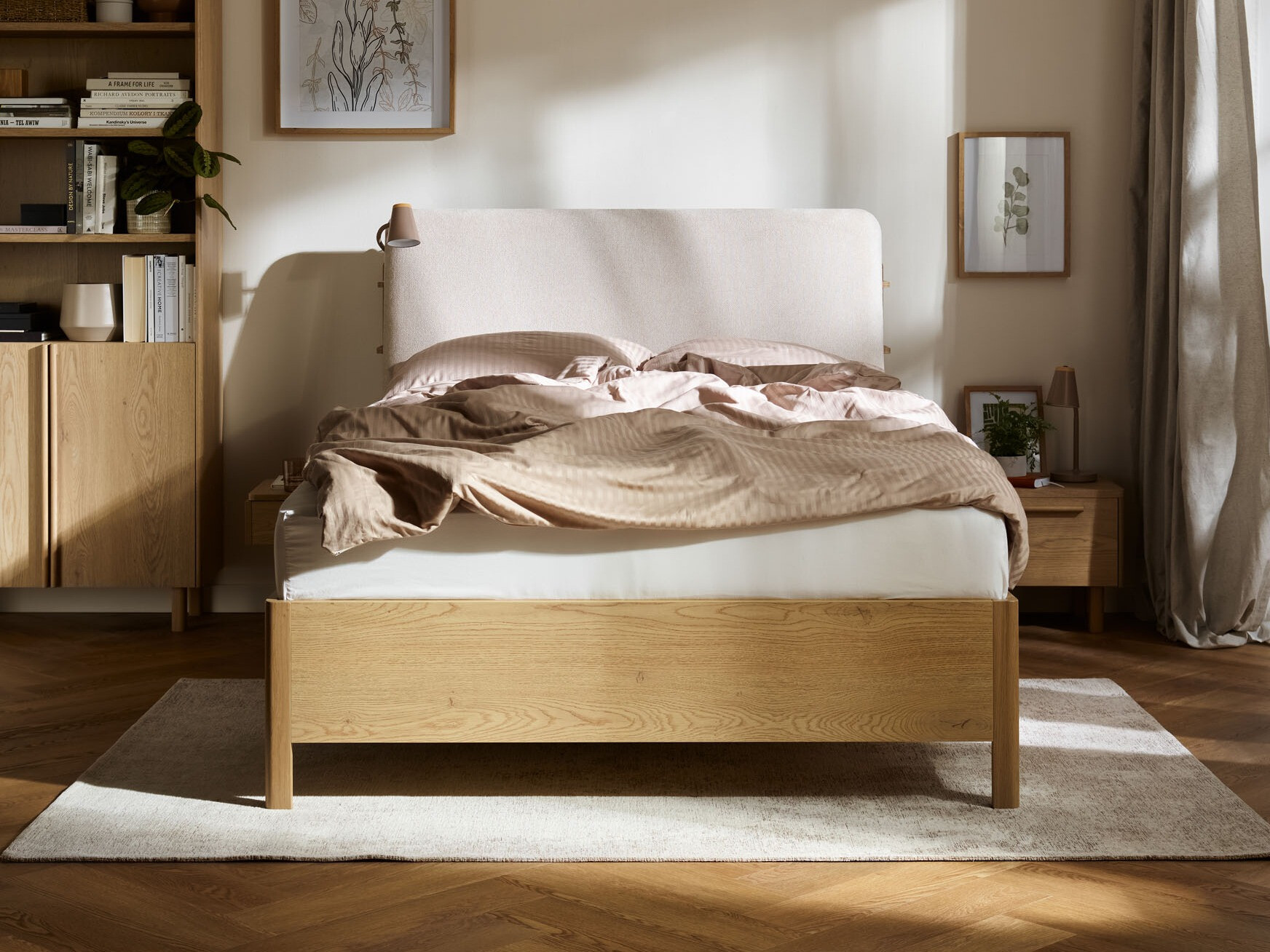 Krevet Ruvcamu 108 (Hrast + Ekru bijela)