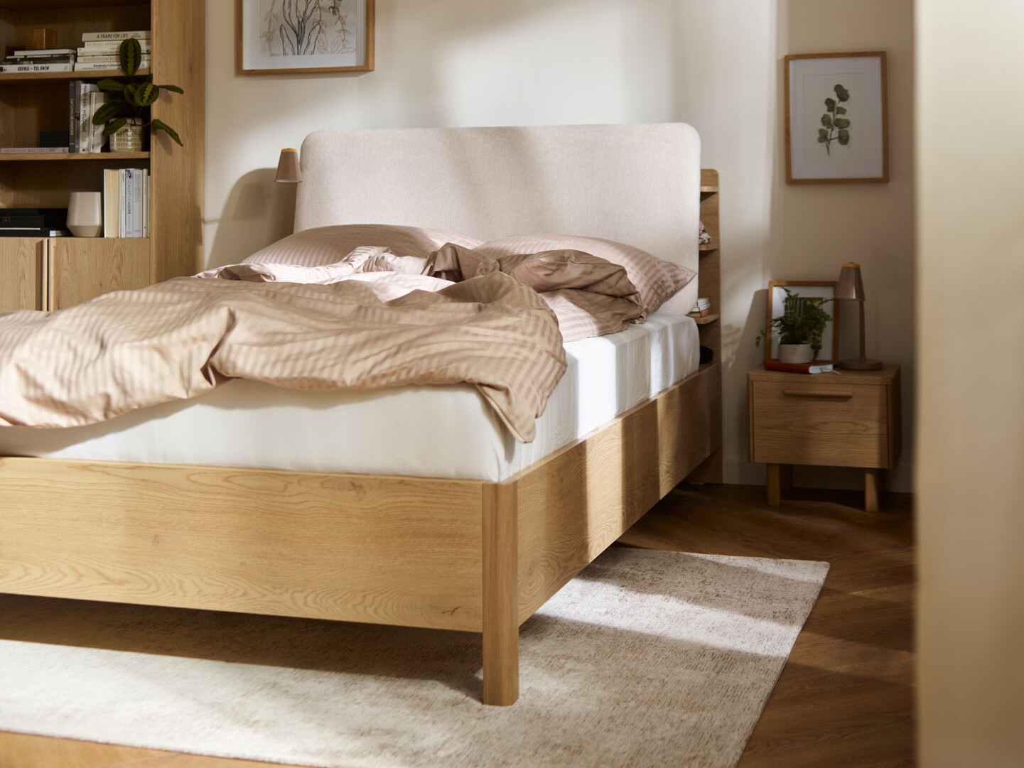 Krevet Ruvcamu 108 (Hrast + Ekru bijela)