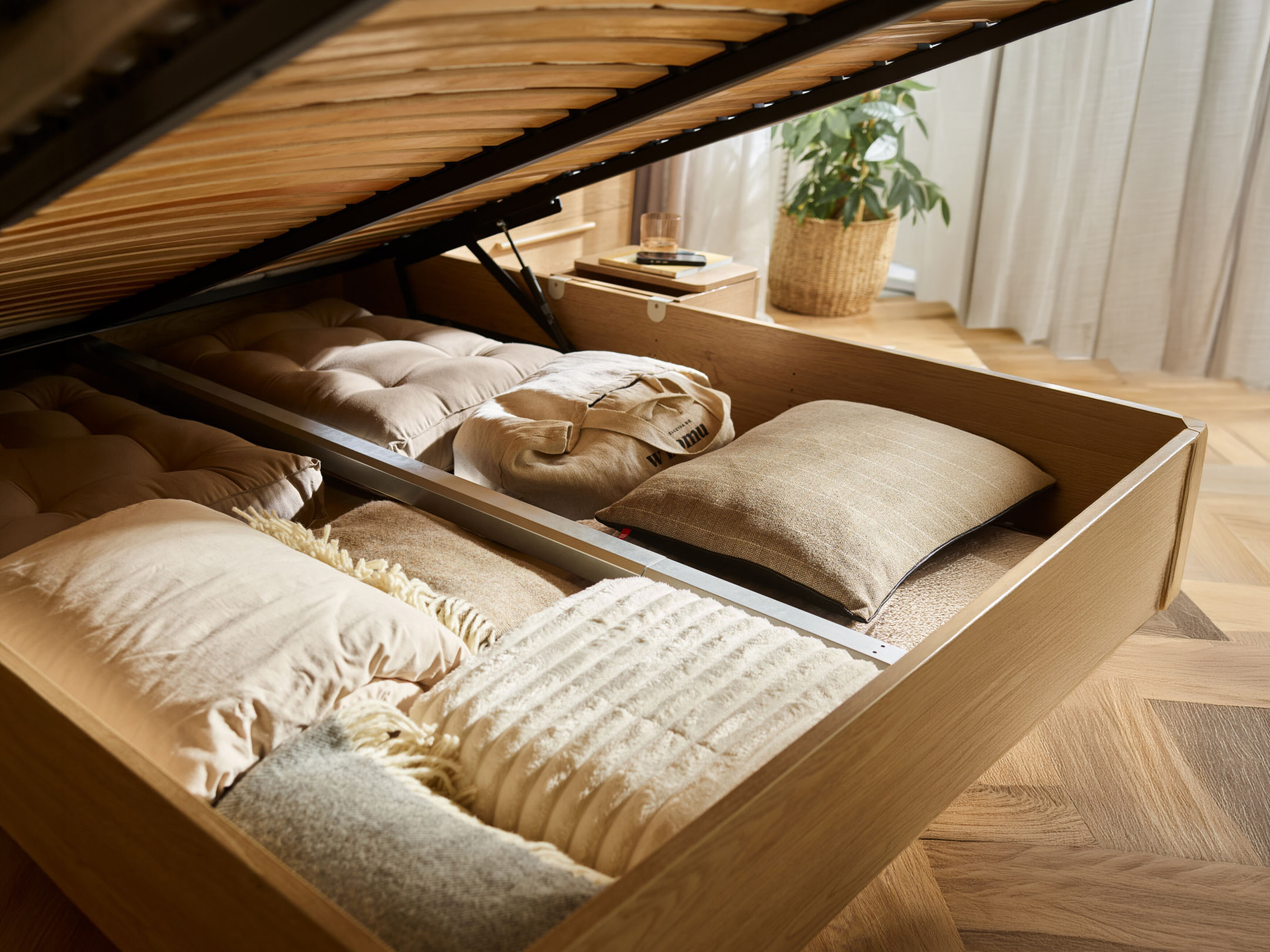 Krevet Ruvcamu 108 (Hrast + Ekru bijela)