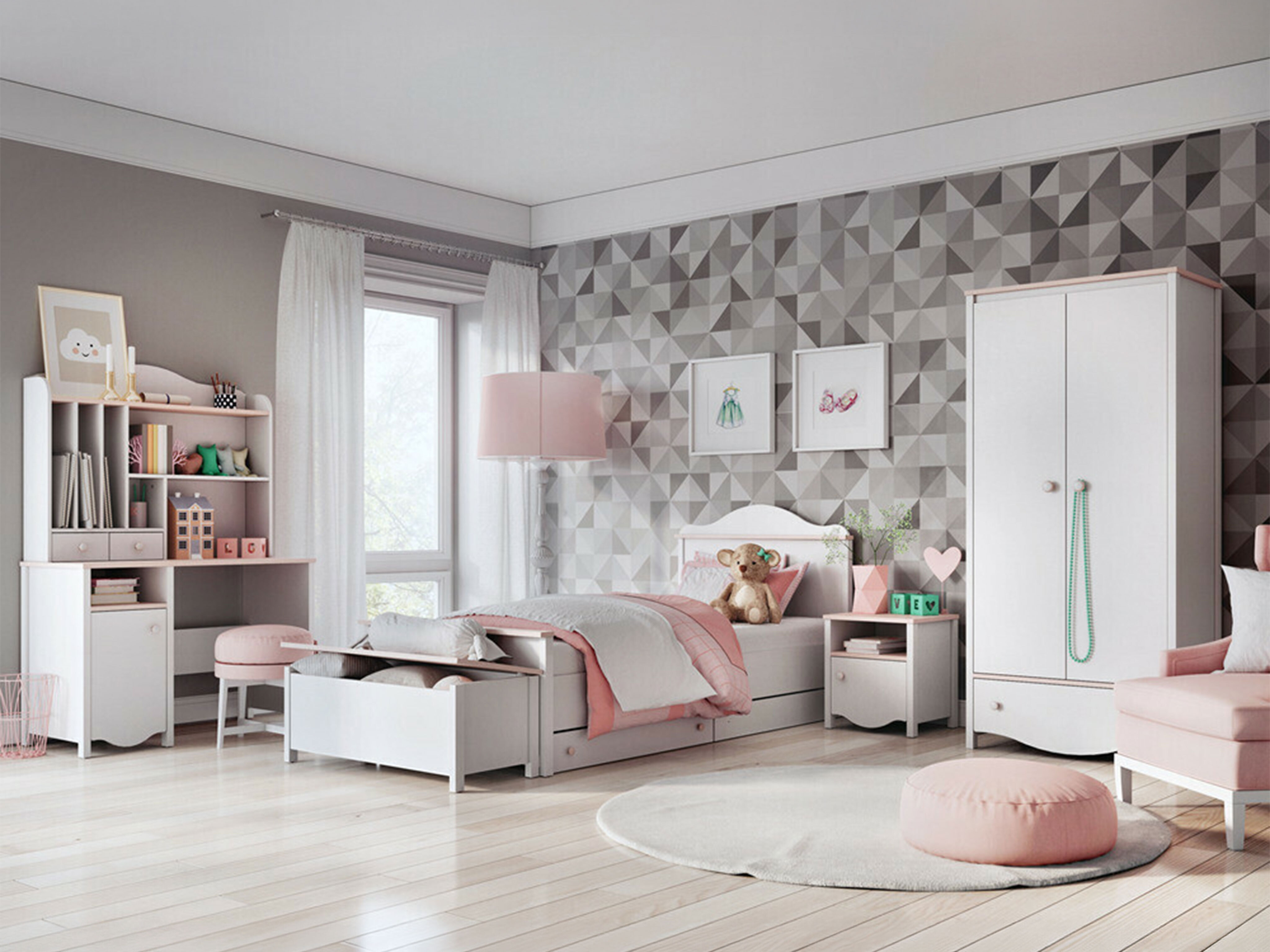 Uredski stol Velferi 114 (Bijela + Ružičasta)